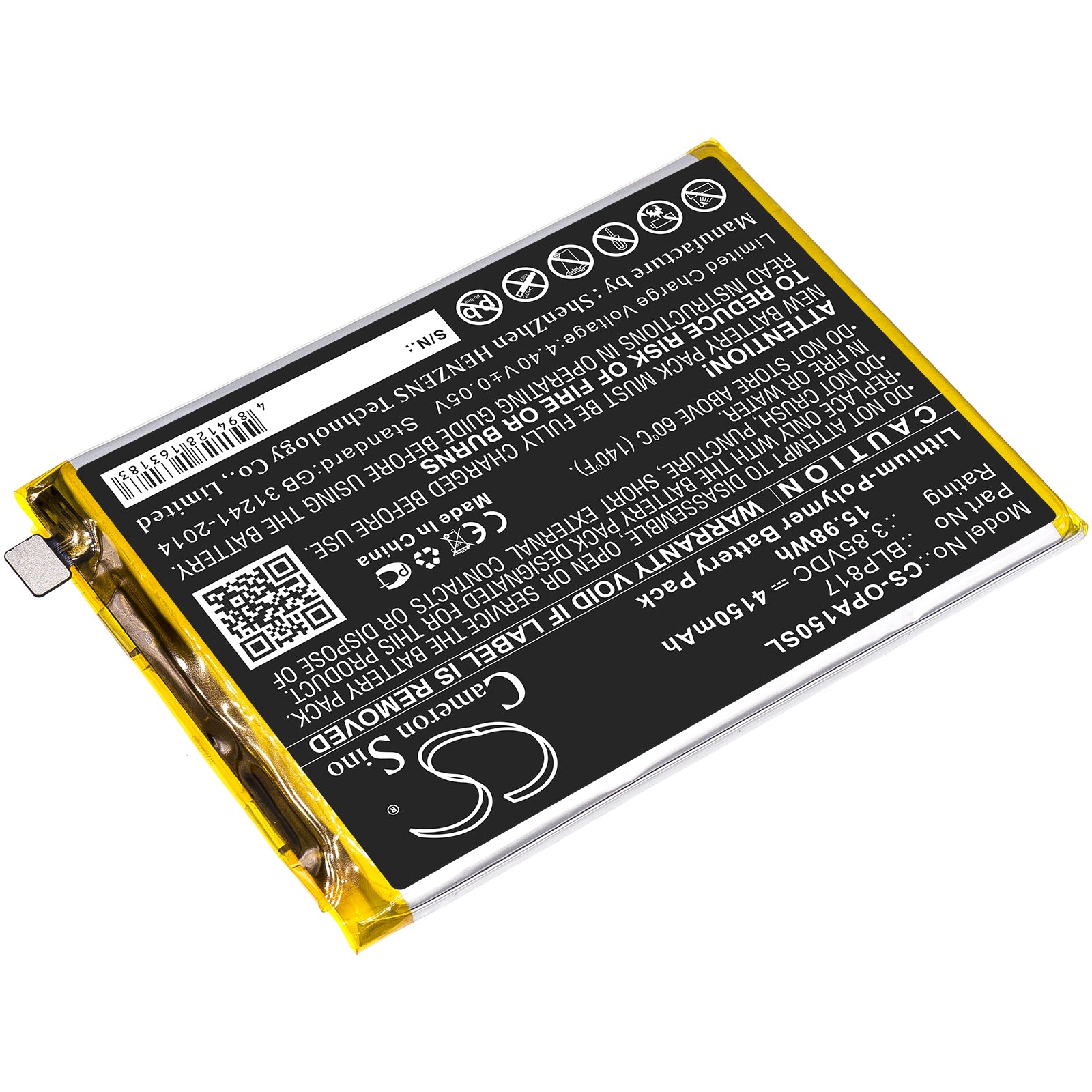 Li-Polymer Battery fits Oppo, A15, A15 2020 3.85V, 4150mAh Mobile & SmartPhone Cameron Sino Technology Limited