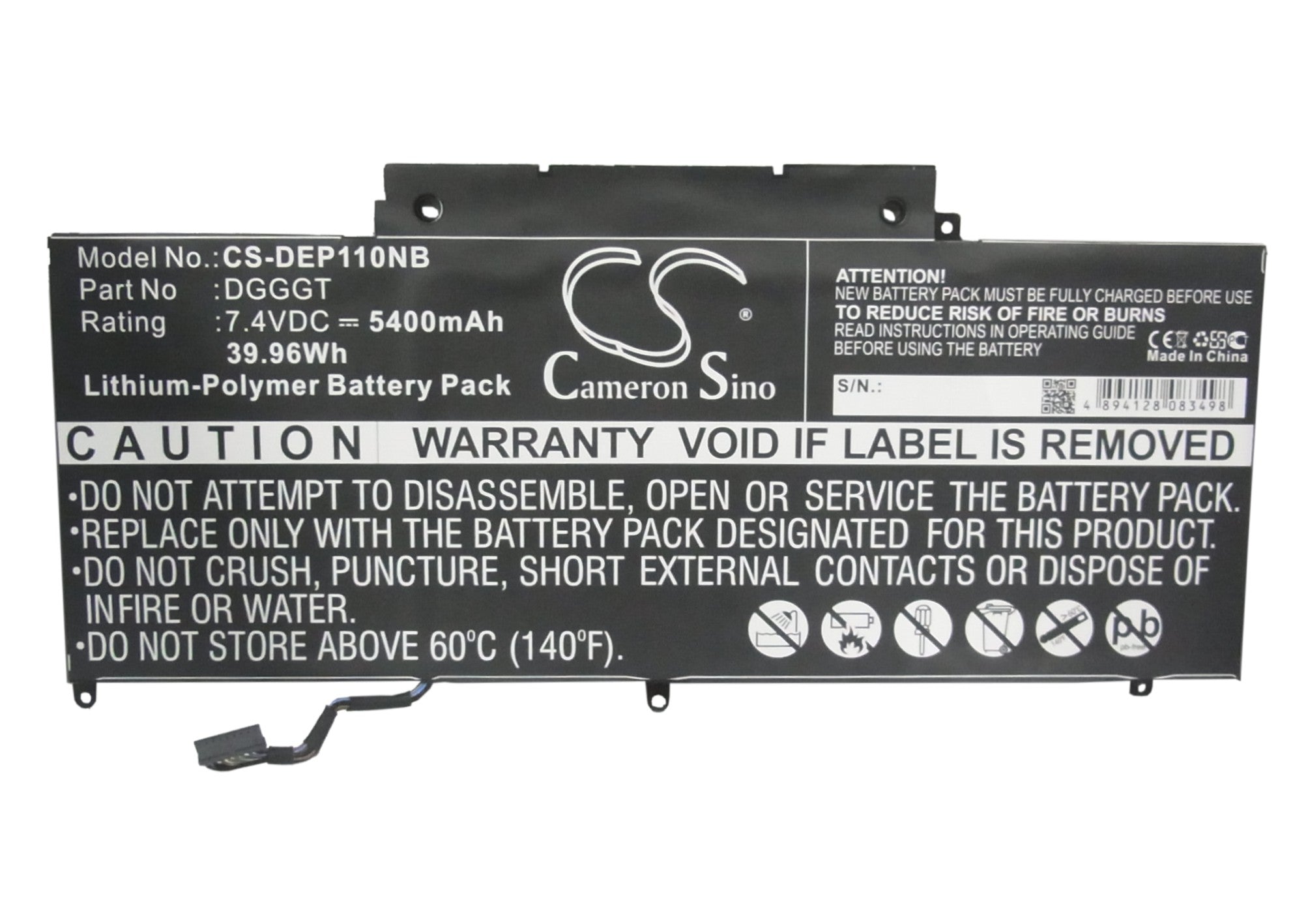 Li-Polymer Battery fits Dell, Xps 11, Xps11-1308t 7.4V, 5400mAh Notebook & Laptop Cameron Sino Technology Limited