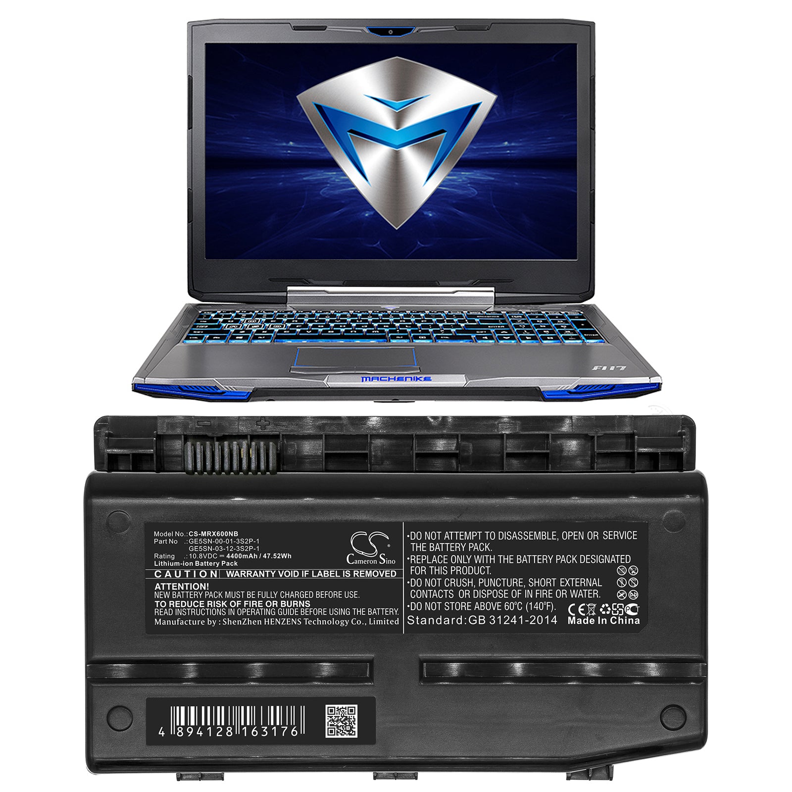 Li-ion Battery fits Machenike, F1, F117 10.8V, 4400mAh Notebook & Laptop Cameron Sino Technology Limited