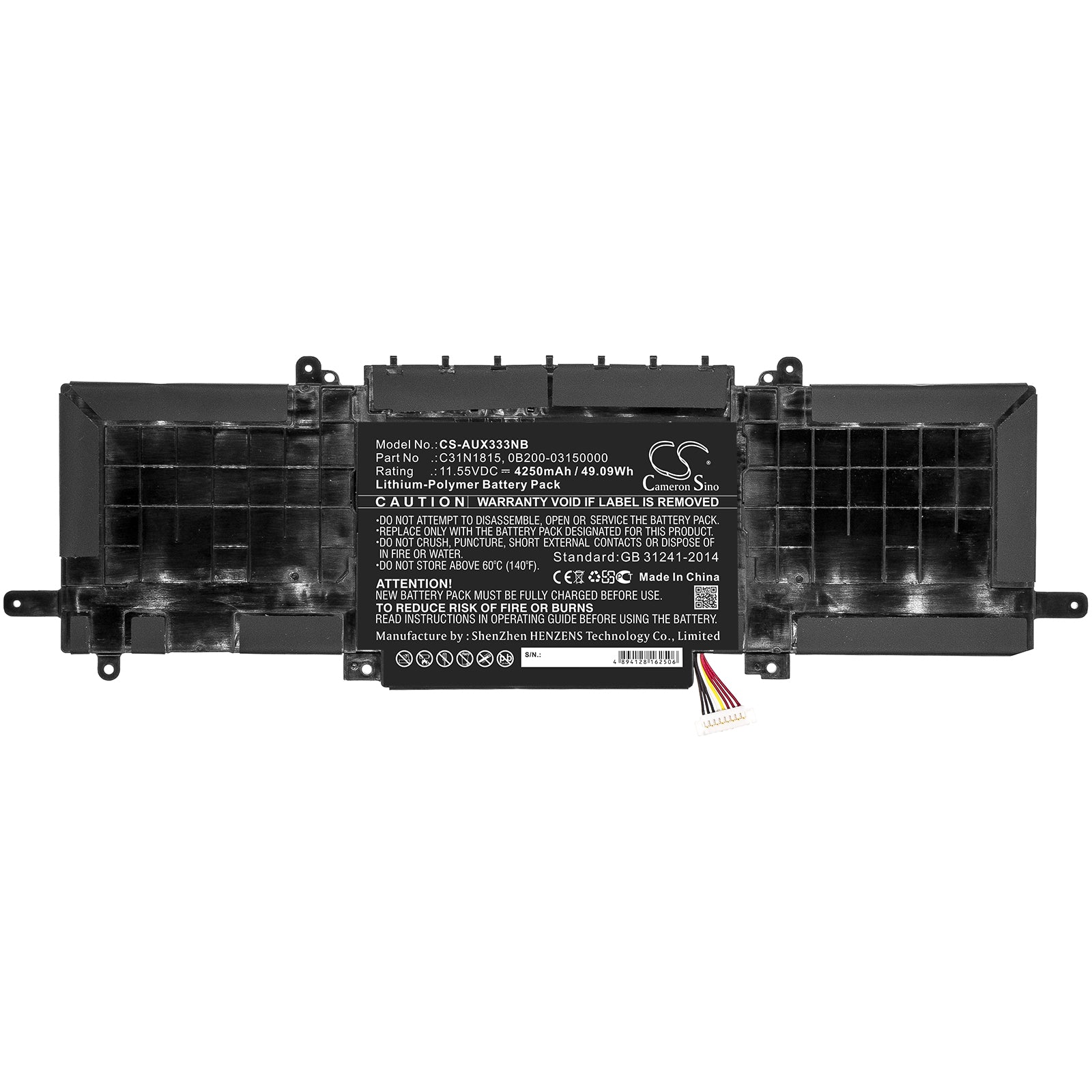 Li-Polymer Battery fits Asus, Bx333fn, Rx333fa 11.55V, 4250mAh Notebook & Laptop Cameron Sino Technology Limited