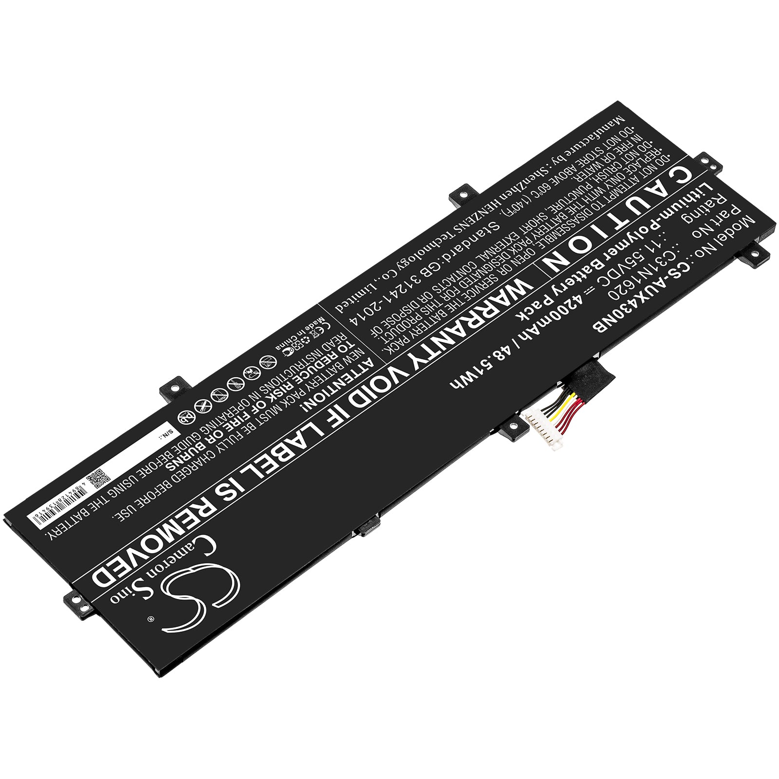 Li-Polymer Battery fits Asus, Bx430, Bx430ua 11.55V, 4200mAh Notebook & Laptop Cameron Sino Technology Limited