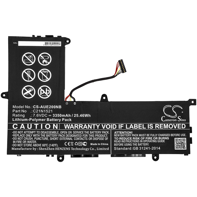 Li-Polymer Battery fits Asus, E200ha, E200ha-1a 7.6V, 3350mAh Notebook & Laptop Cameron Sino Technology Limited