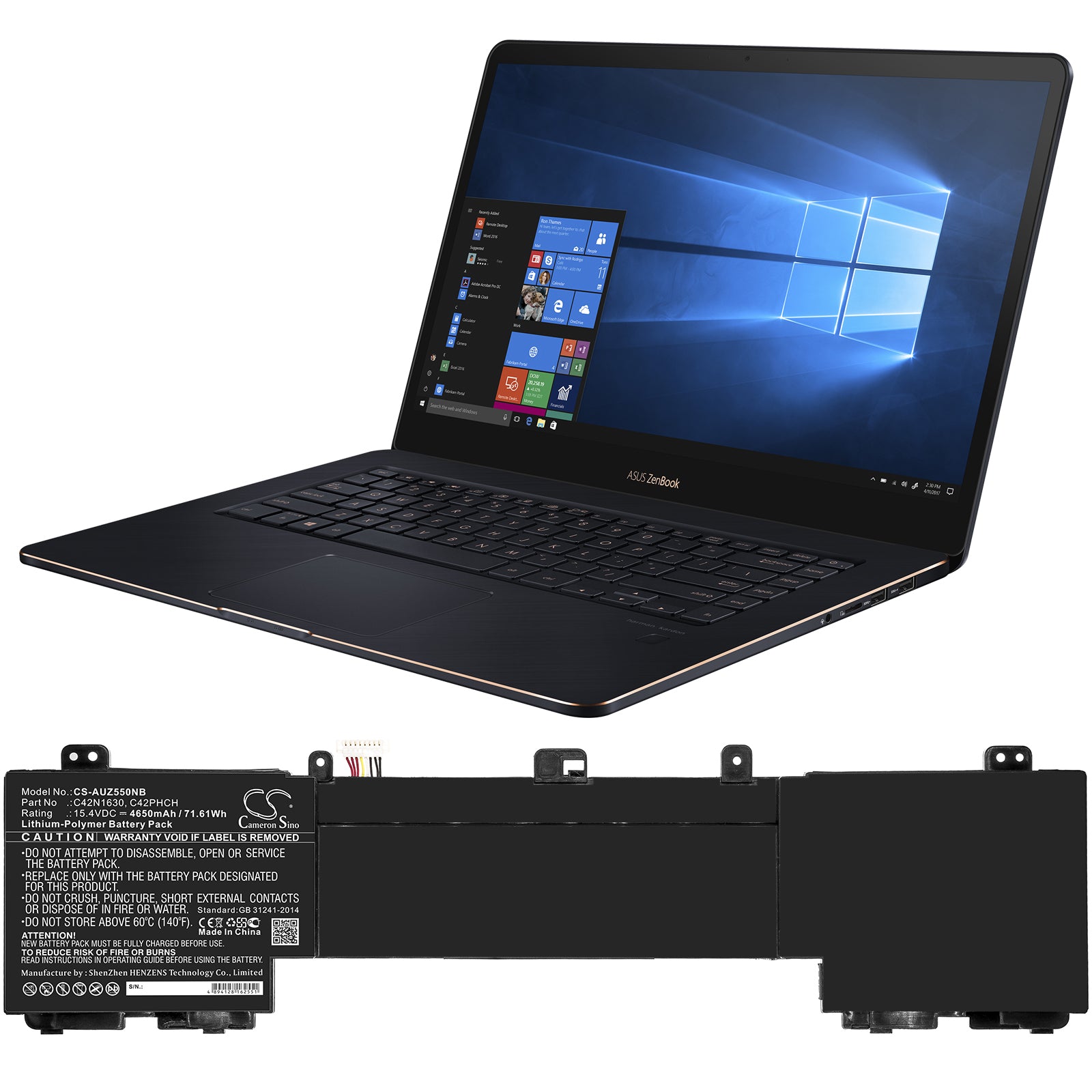 Li-Polymer Battery fits Asus, Ux550vd, Ux550vd-1a 15.4V, 4650mAh Notebook & Laptop Cameron Sino Technology Limited