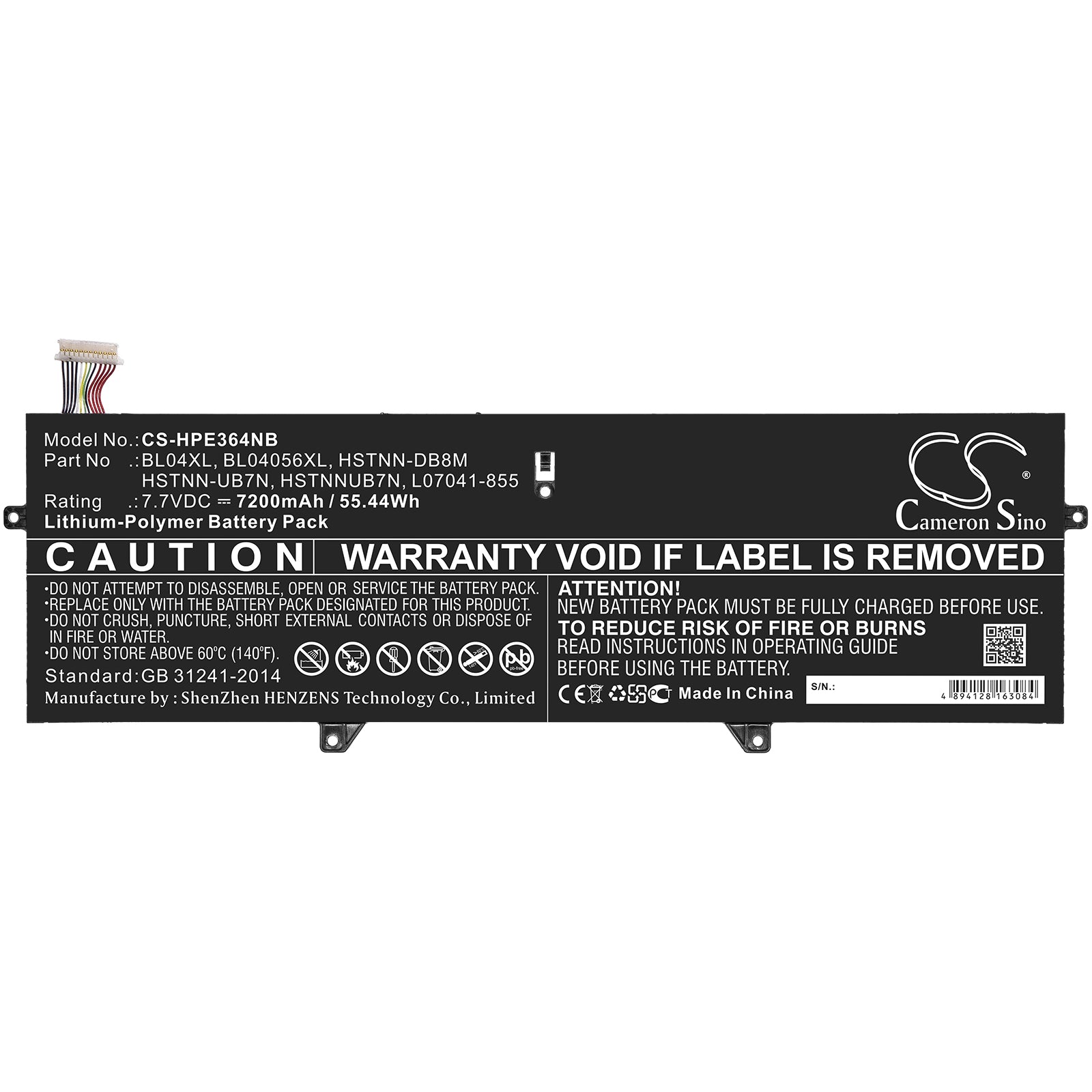 Li-Polymer Battery fits Hp, Elitebook X360 1040 G5, Elitebook X360 1040 G5(3sh43av) 7.7V, 7200mAh Notebook & Laptop Cameron Sino Technology Limited