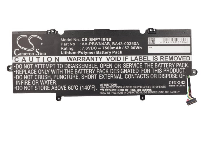 Li-Polymer Battery fits Samsung, 530u4e, 730u3e 7.6V, 7500mAh Notebook & Laptop Cameron Sino Technology Limited