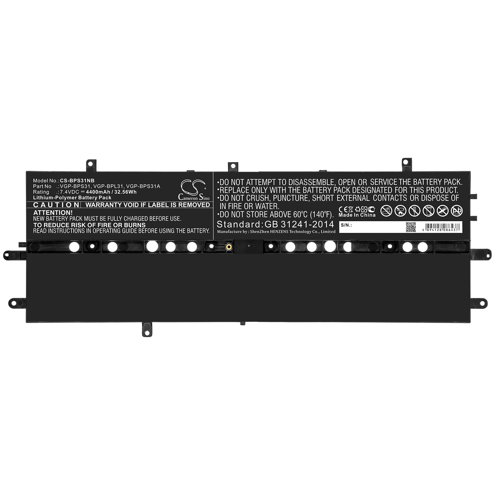 Li-Polymer Battery fits Sony, Svd11213cx, Svd11213cxb 7.4V, 4400mAh Notebook & Laptop Cameron Sino Technology Limited