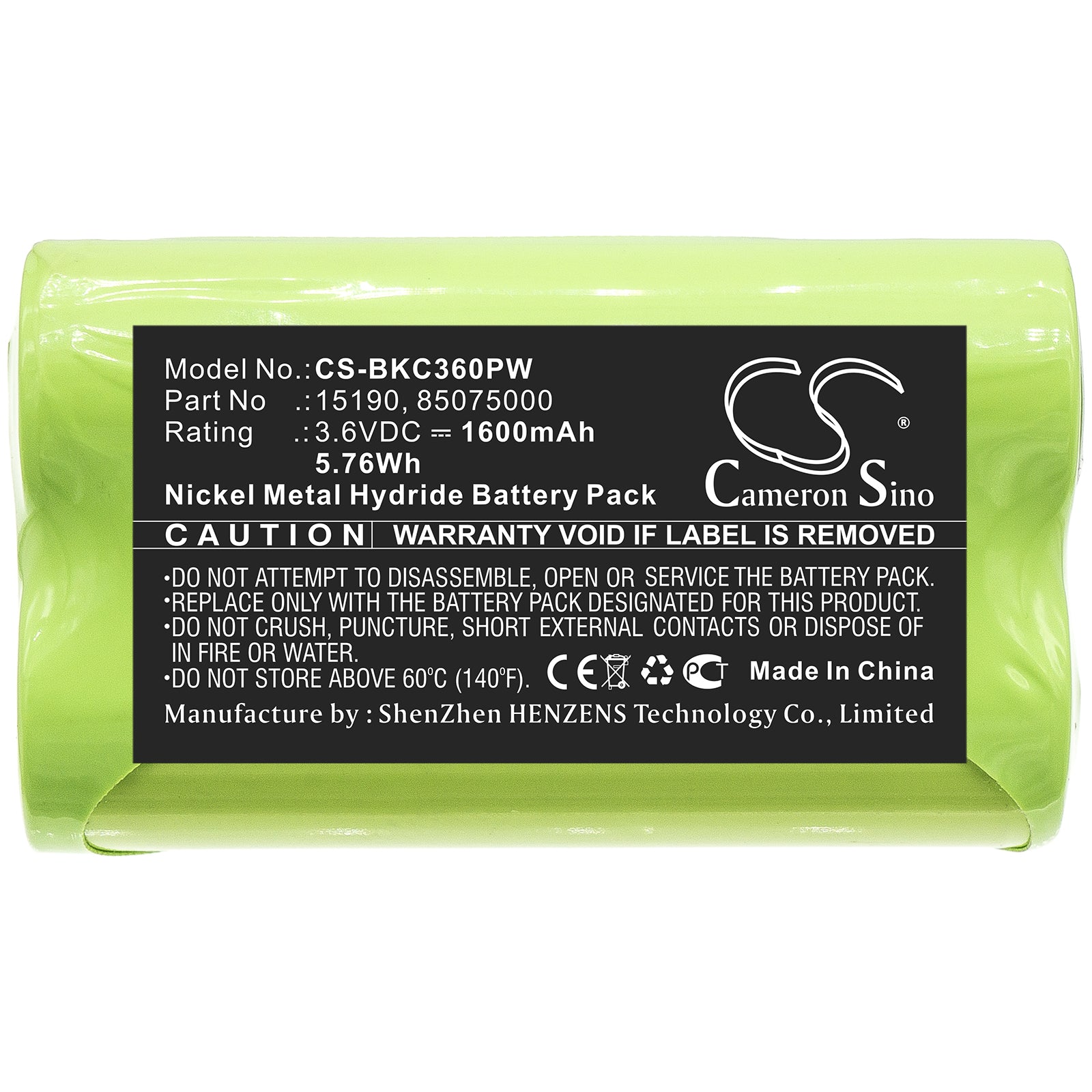 Ni-MH Battery fits Black & Decker, Kc360h 3.6V, 1600mAh Power Tools Cameron Sino Technology Limited