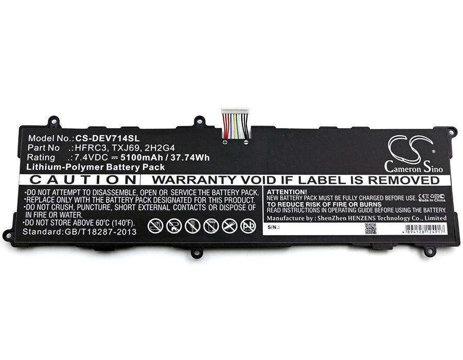 Li-Polymer Battery fits Dell, Venue 11 Pro 7140, Venue 11 Pro 7140 Tablet 7.4V, 5100mAh Tablet Cameron Sino Technology Limited