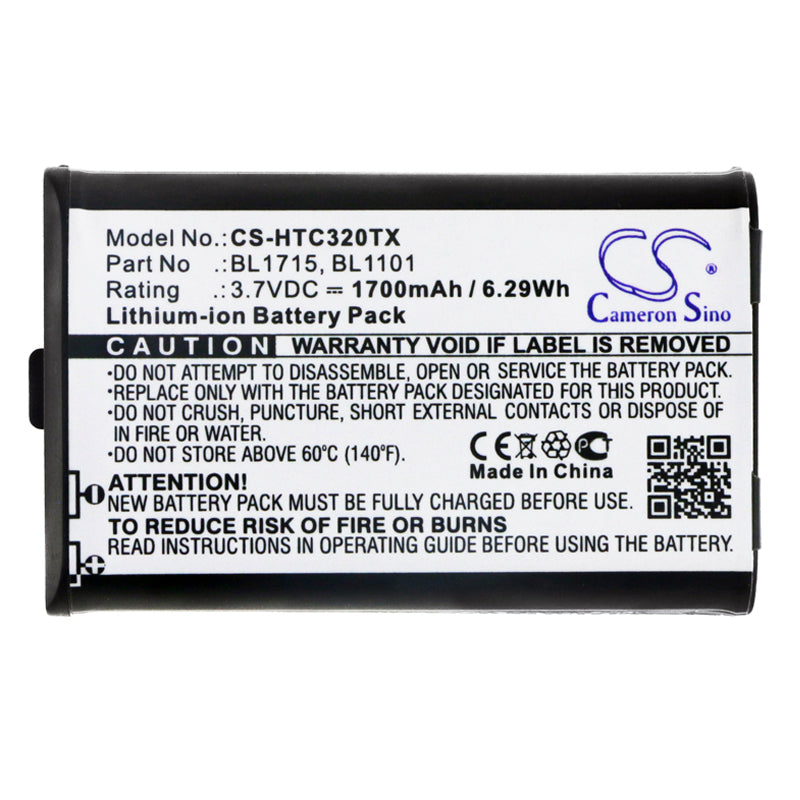 Li-ion Battery fits Hyt, Tc-320, Tc-320u 3.7V, 1700mAh Two-Way Radio Cameron Sino Technology Limited