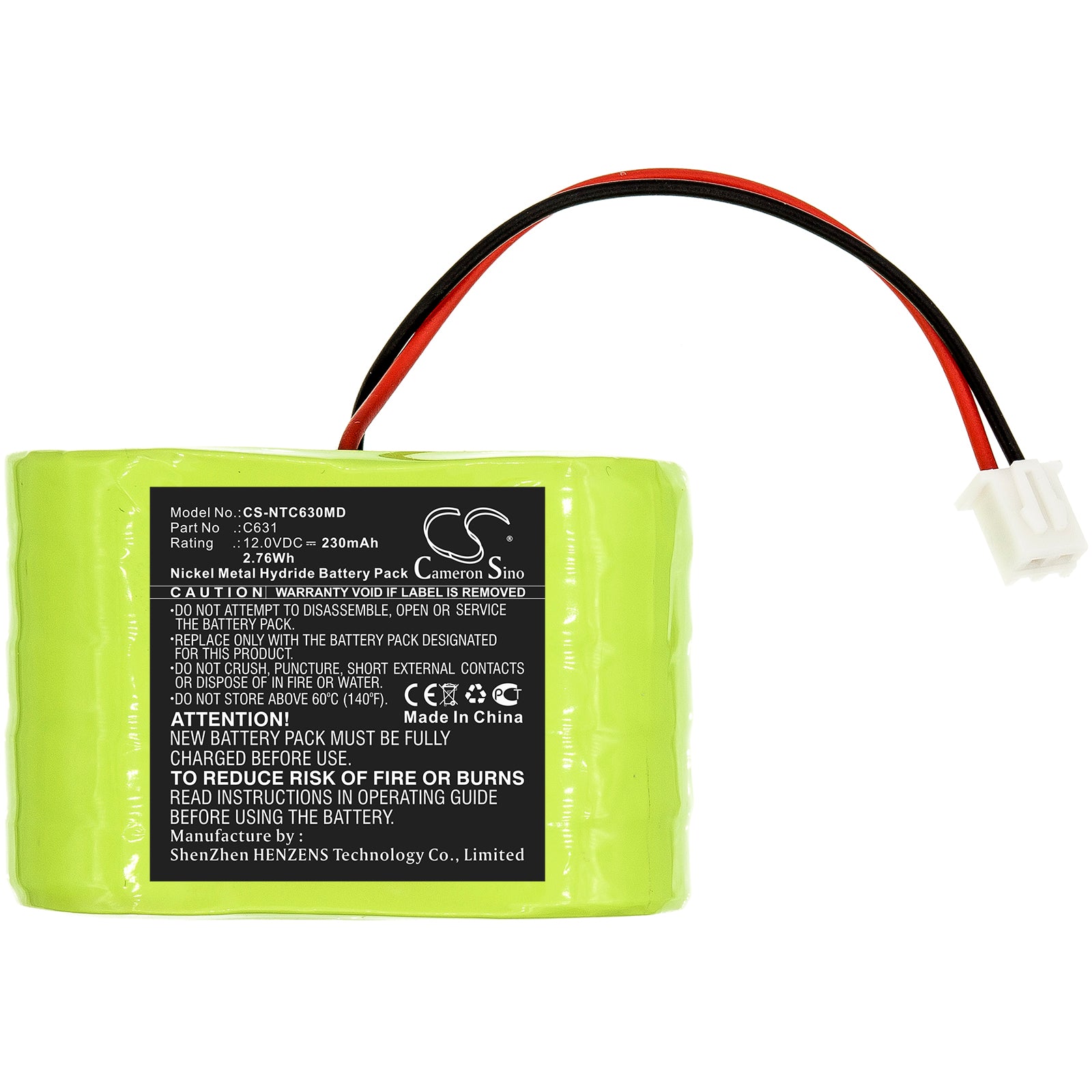 Ni-MH Battery fits Natus, Ct+ Doppler, Dop Ct 12.0V, 230mAh Medical Cameron Sino Technology Limited