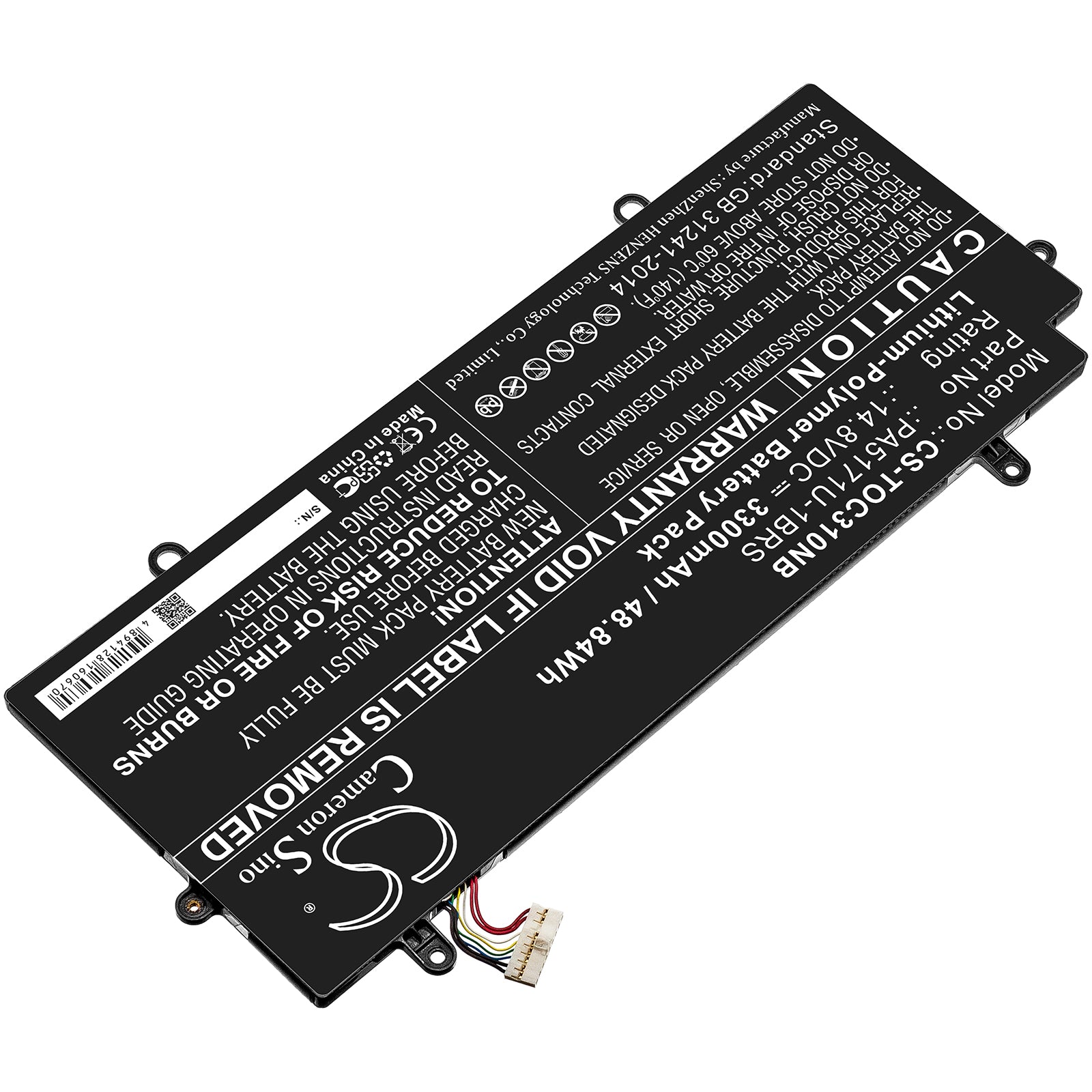 Li-ion Battery fits Toshiba, Pa5171u-1brs 14.8V, 3300mAh Notebook & Laptop Cameron Sino Technology Limited