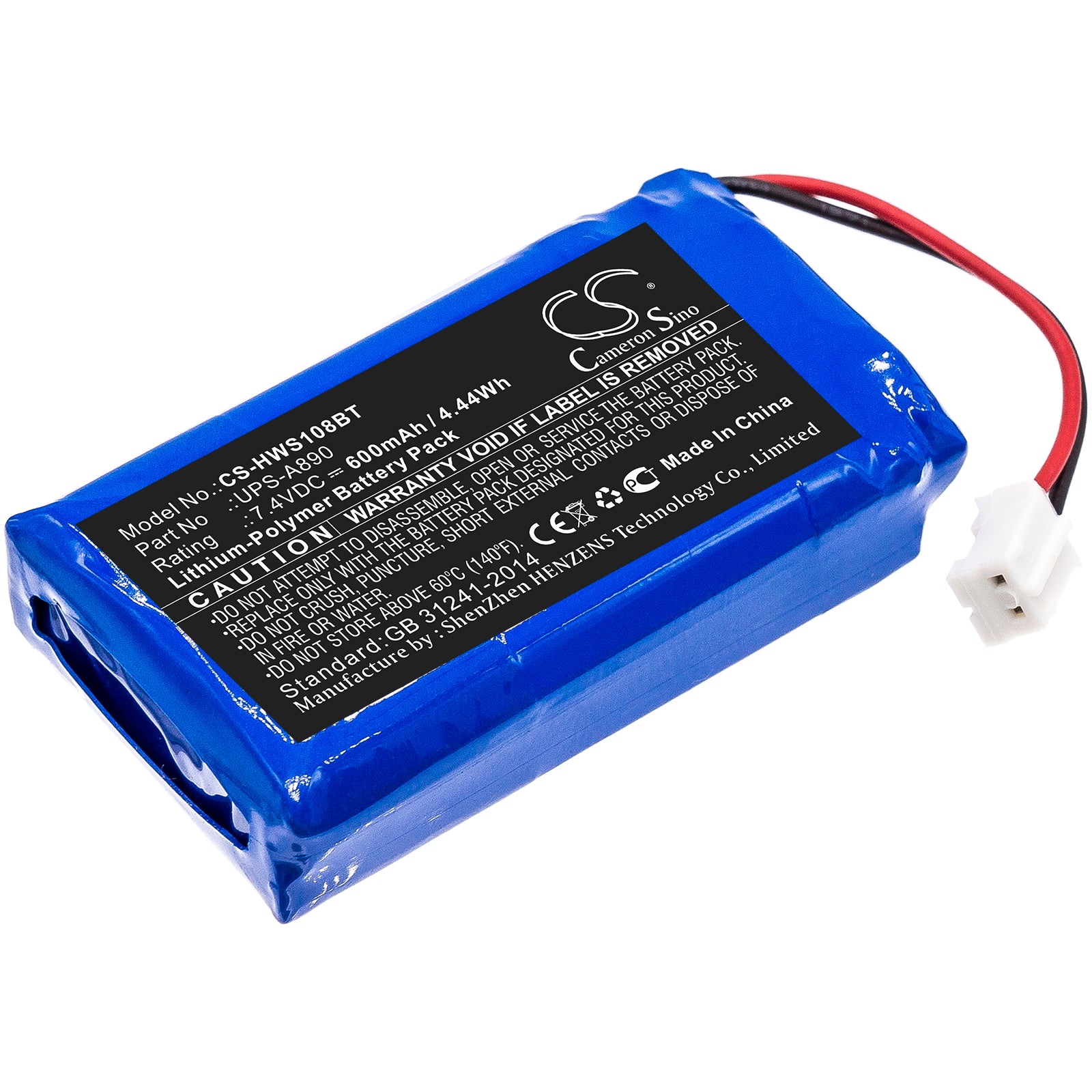 Li-Polymer Battery fits Chuango, Ws-108 7.4V, 600mAh Alarm System Cameron Sino Technology Limited