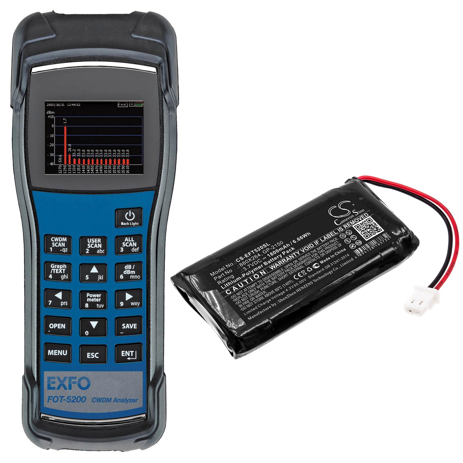 Li-Polymer Battery fits Exfo, Fot-5200 3.7V, 1800mAh Equipment & Survey & Test Cameron Sino Technology Limited