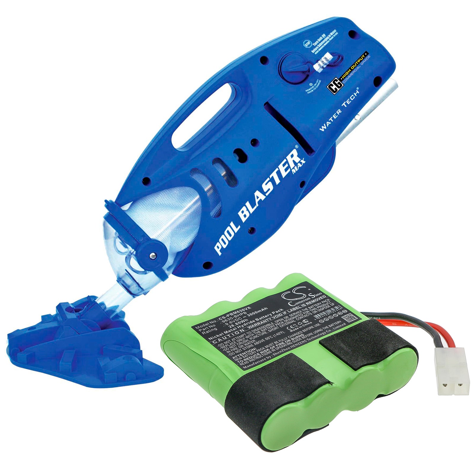 Ni-MH Battery fits Water Tech, 9630-bhpb 9.6V, 3000mAh Vacuum Cameron Sino Technology Limited