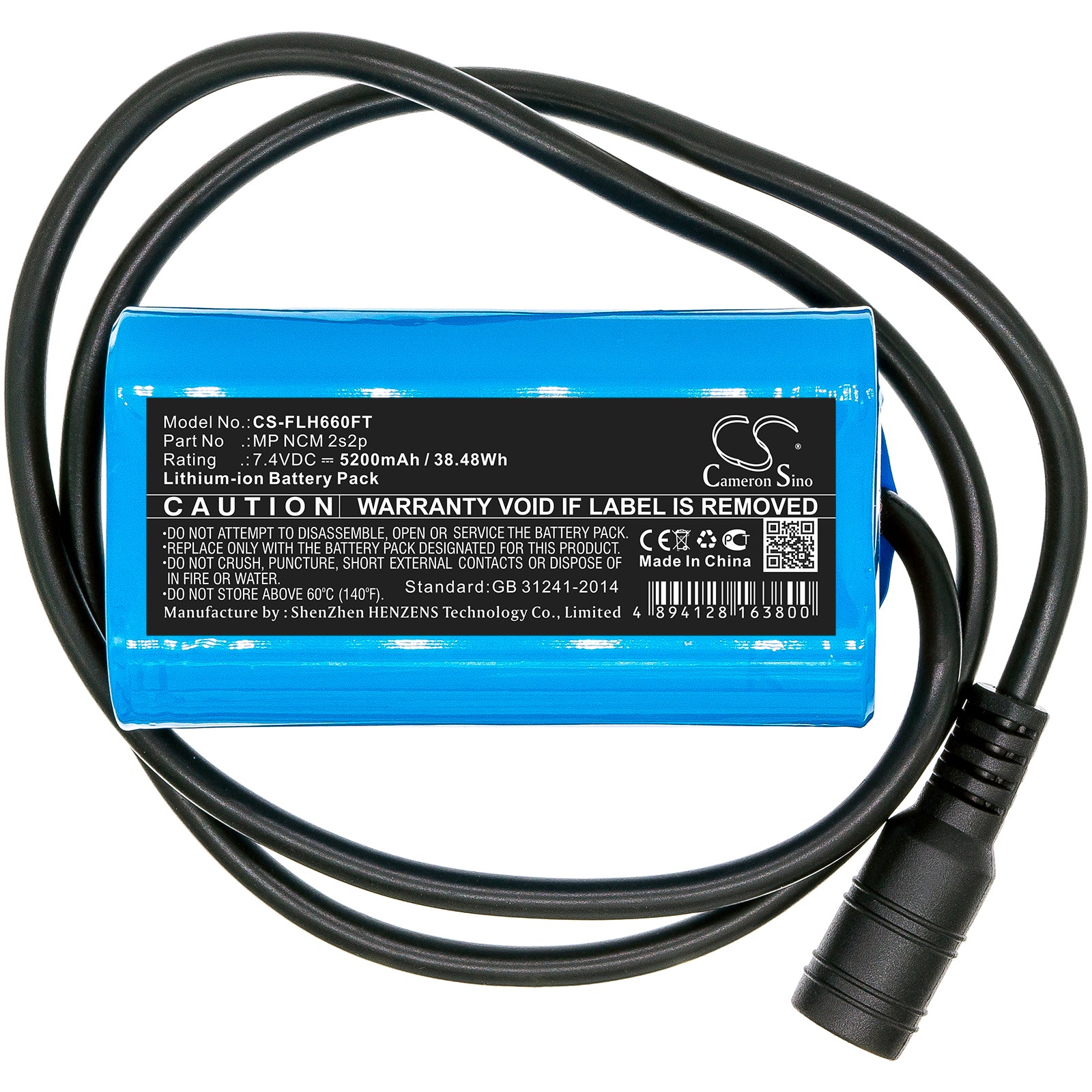 Li-ion Battery fits Square, Led Light 7.4V, 5200mAh Flashlight Cameron Sino Technology Limited