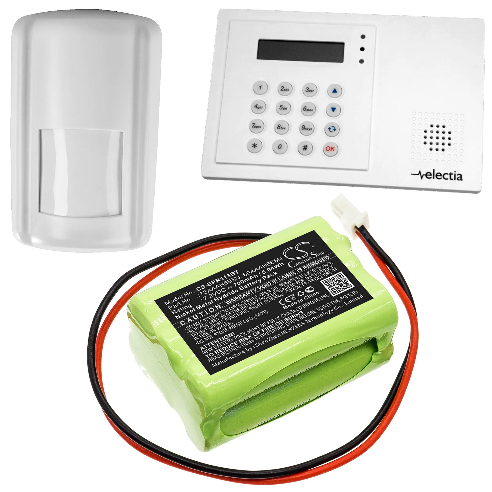 Ni-MH Battery fits Electia, 1131 Dtmf, 1132 Gsm 7.2V, 700mAh Alarm System Cameron Sino Technology Limited