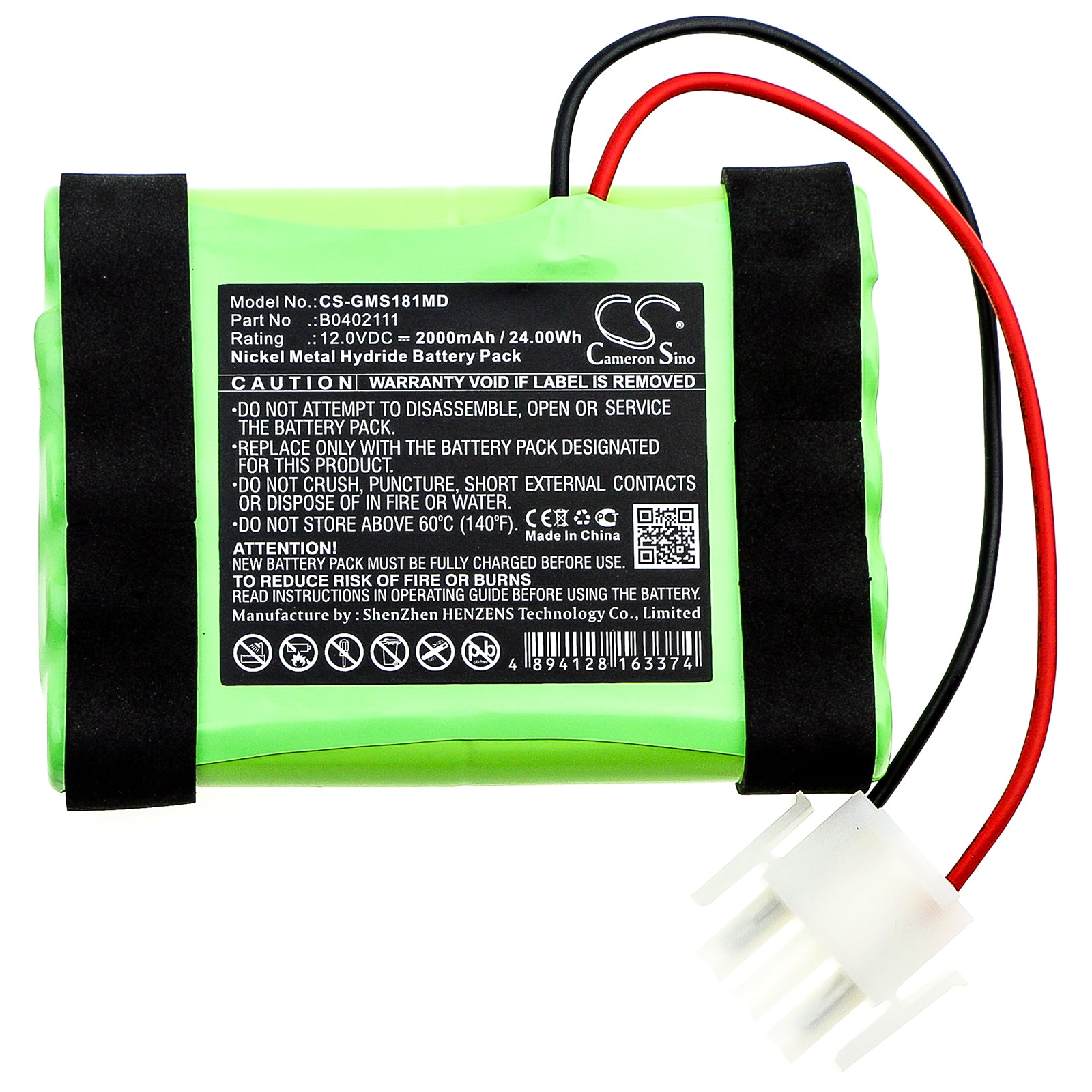 Ni-MH Battery fits Ge, Defi Scp851, Hellige Servomed Sms 181 12.0V, 2000mAh Medical Cameron Sino Technology Limited