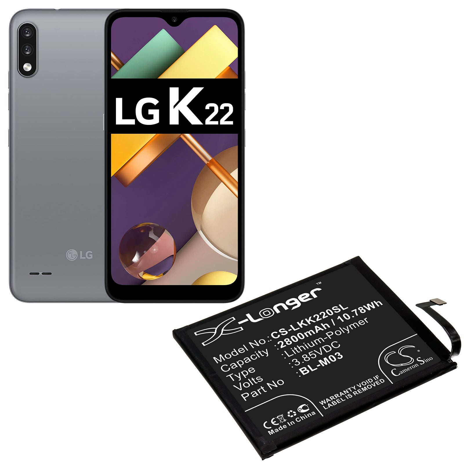 Li-Polymer Battery fits Lg, K200bmw, K22 2020 3.85V, 2800mAh Mobile & SmartPhone Cameron Sino Technology Limited