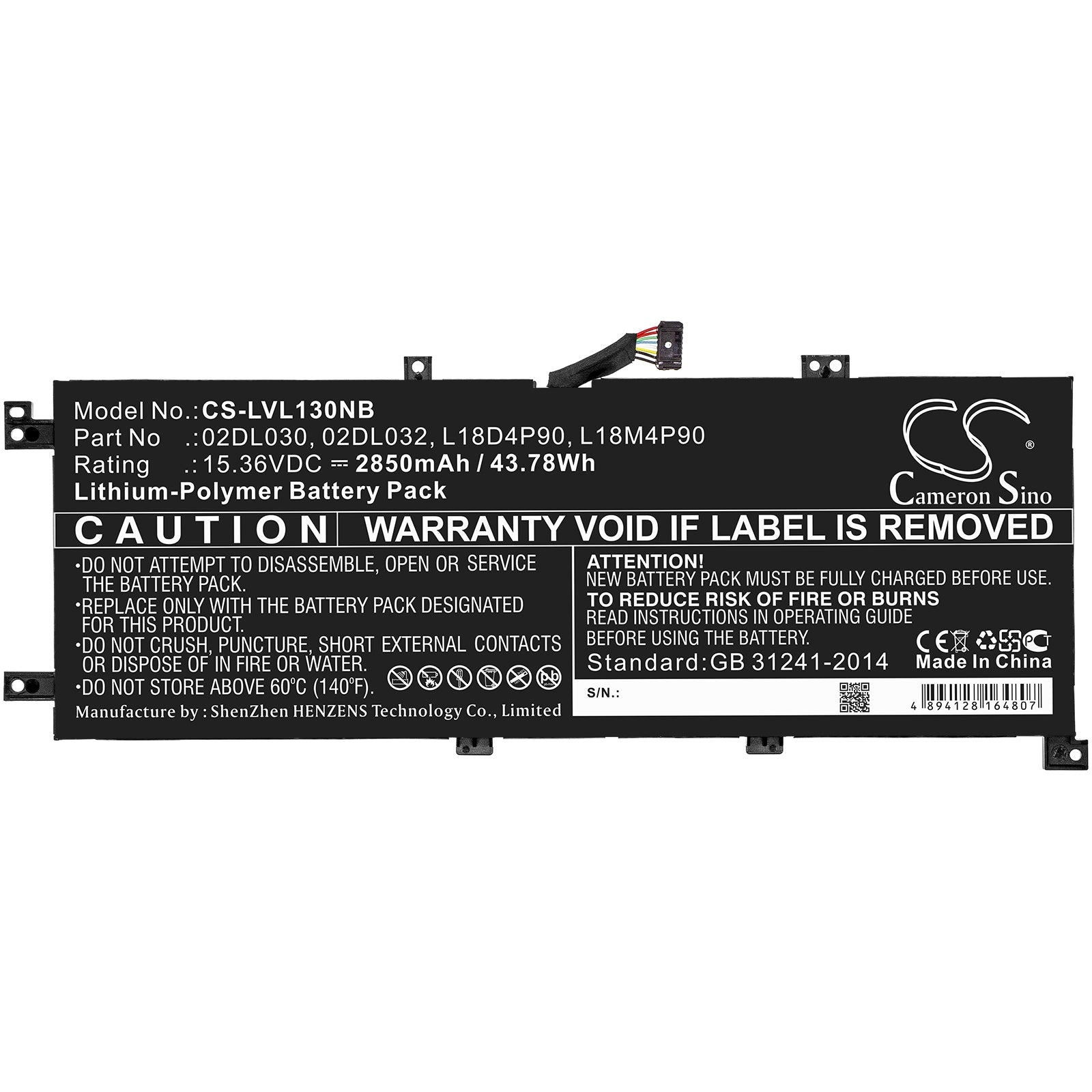 Li-ion Battery fits Lenovo, Thinkpad L13 Gen 2-20vjs07v00, Thinkpad L13 Gen 2-20vjs0dx00 15.36V, 2850mAh Notebook & Laptop Cameron Sino Technology Limited