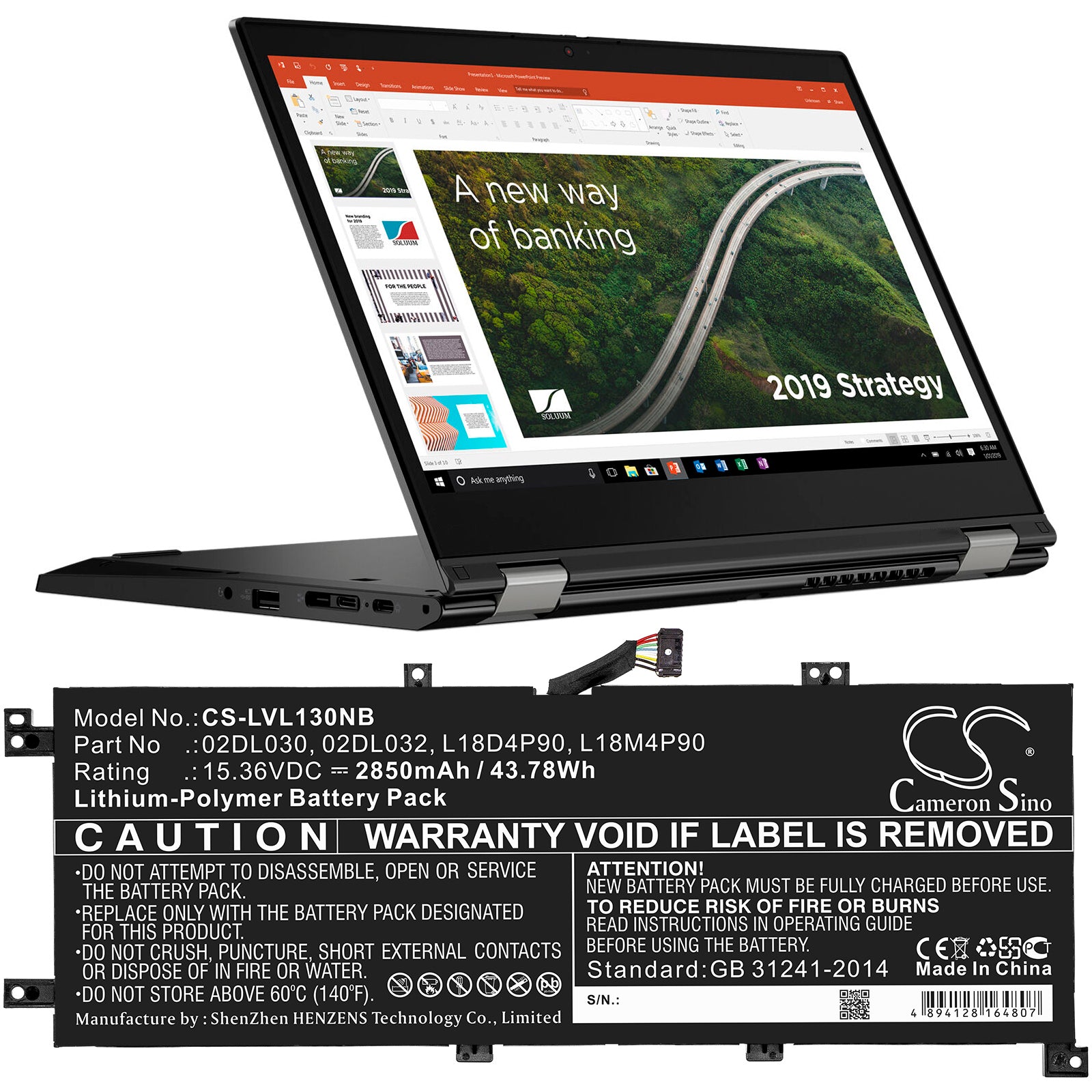 Li-ion Battery fits Lenovo, Thinkpad L13 Gen 2-20vjs07v00, Thinkpad L13 Gen 2-20vjs0dx00 15.36V, 2850mAh Notebook & Laptop Cameron Sino Technology Limited
