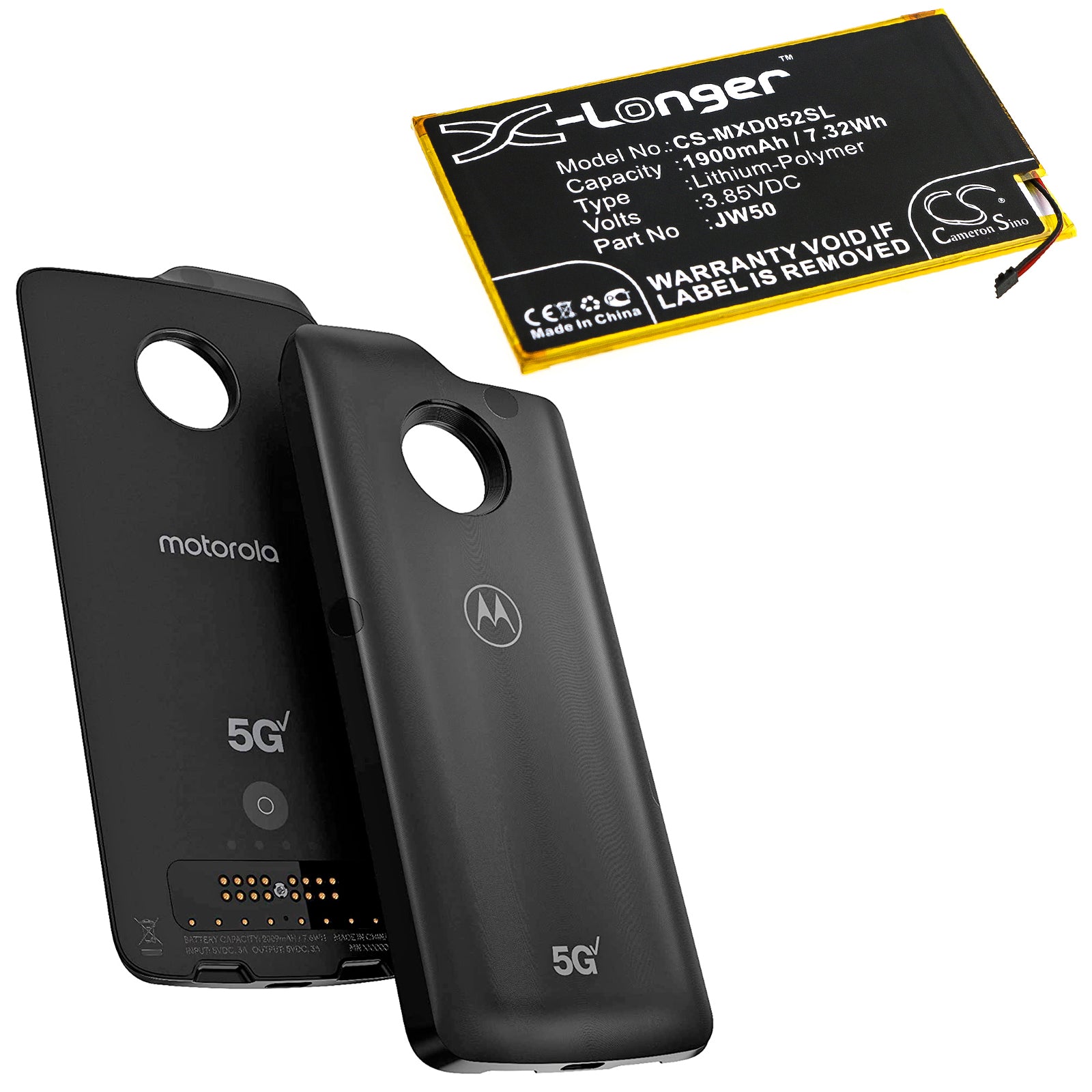 Li-Polymer Battery fits Motorola, Md1005g, Moto Module 5g 3.85V, 1900mAh Mobile & SmartPhone Cameron Sino Technology Limited
