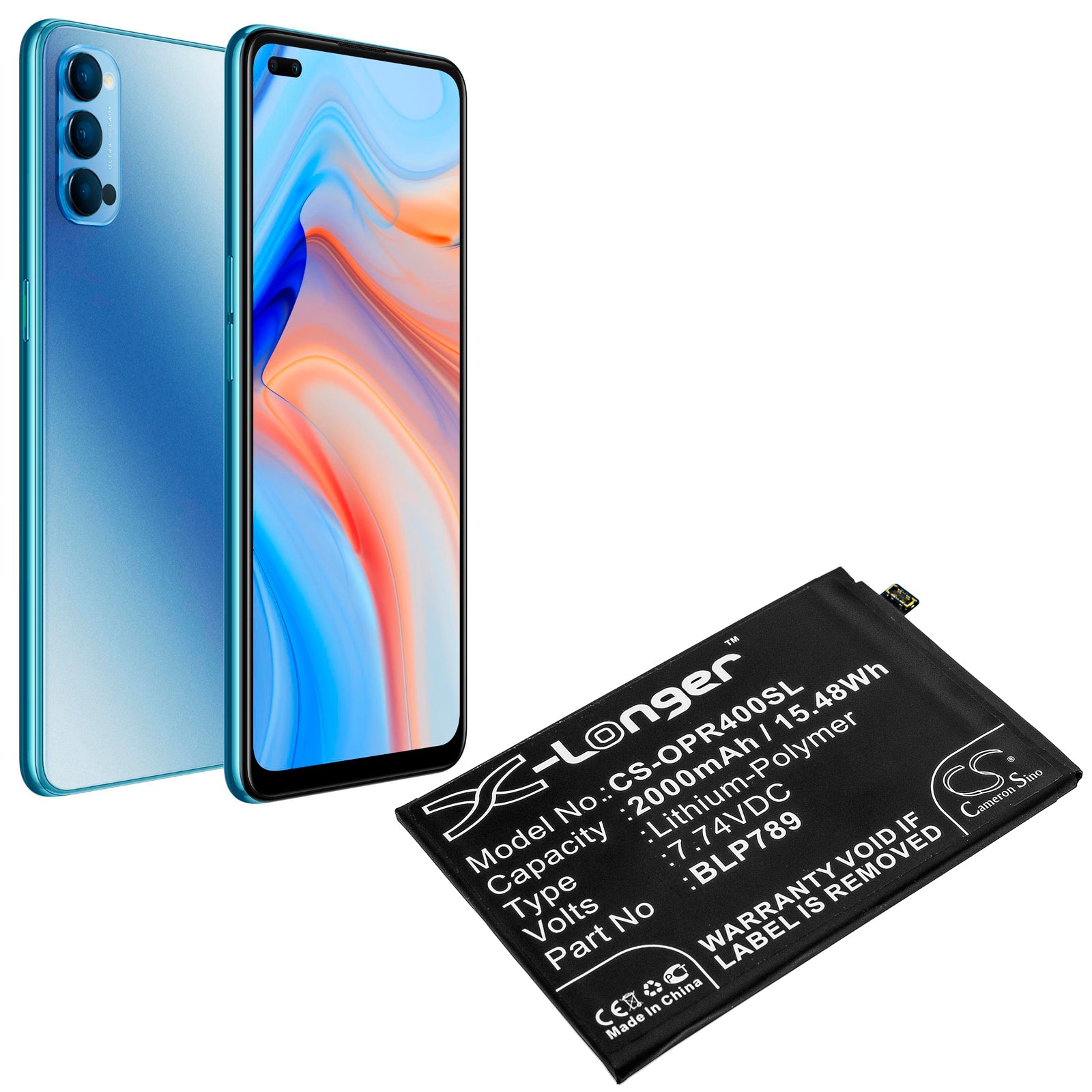 Li-Polymer Battery fits Oppo, Blp789 7.74V, 3950mAh Mobile & SmartPhone Cameron Sino Technology Limited