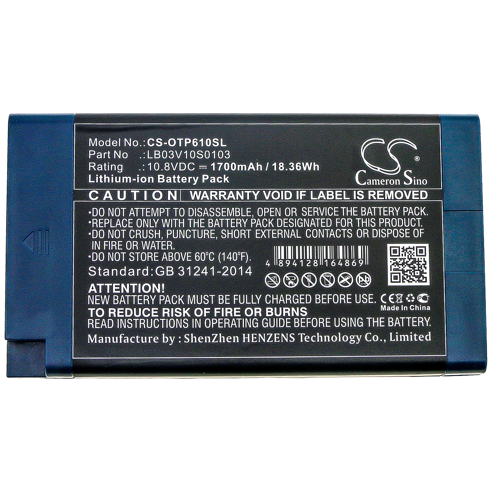 Li-ion Battery fits Opwill, Opt6123l, Otp6103 10.8V, 1700mAh Equipment & Survey & Test Cameron Sino Technology Limited