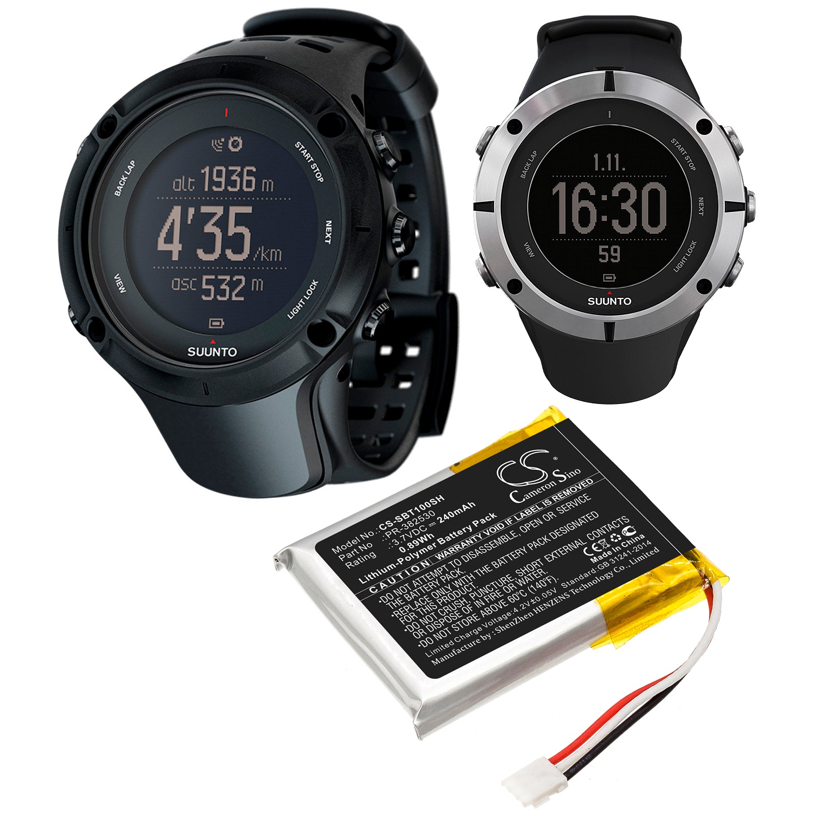 Li-Polymer Battery fits Suunto, Ambit 1, Ambit 2 3.7V, 240mAh Smartwatch Cameron Sino Technology Limited