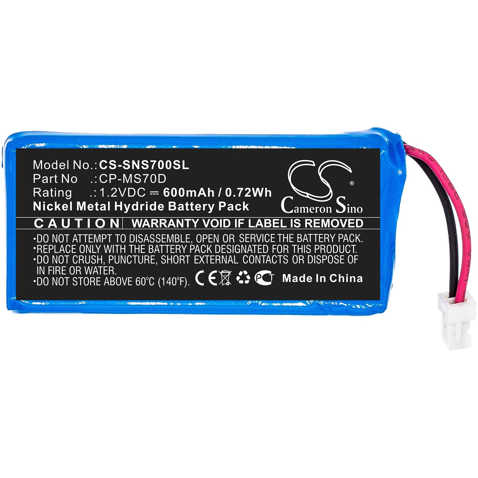 Ni-MH Battery fits Sony, Nw-ms90d, Walkman Nw-ms70d 1.2V, 600mAh Media Player Cameron Sino Technology Limited