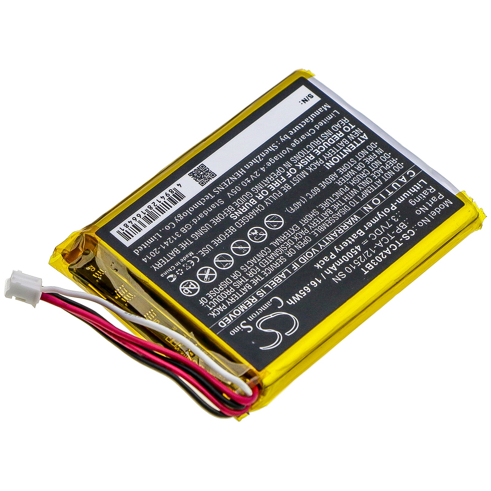 Li-Polymer Battery fits Technicolor, Tca203, Tca203comg 3.7V, 4500mAh Alarm System Cameron Sino Technology Limited