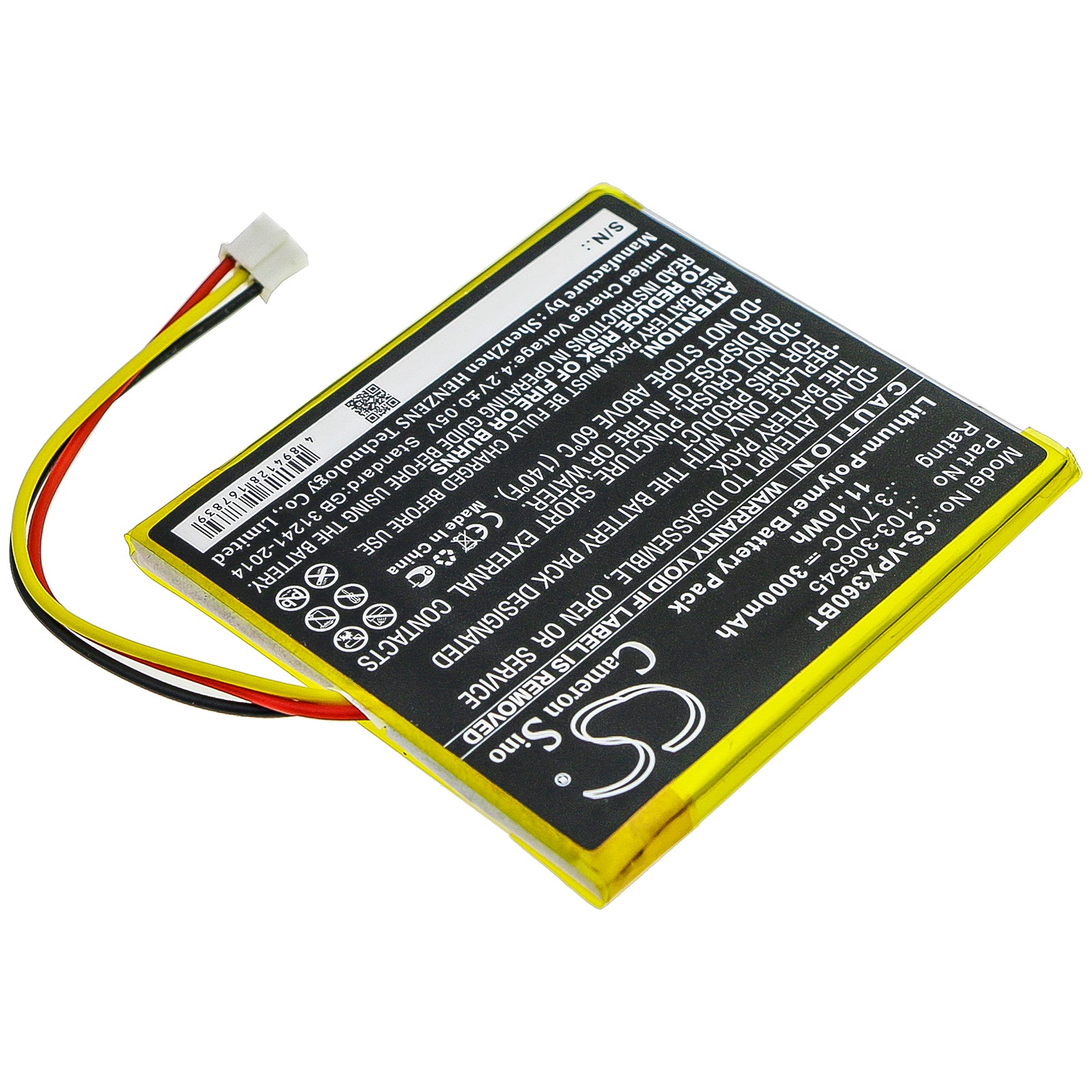 Li-Polymer Battery fits Visonic, Powermaster 360, Powermaster 360r 3.7V, 3000mAh Alarm System Cameron Sino Technology Limited