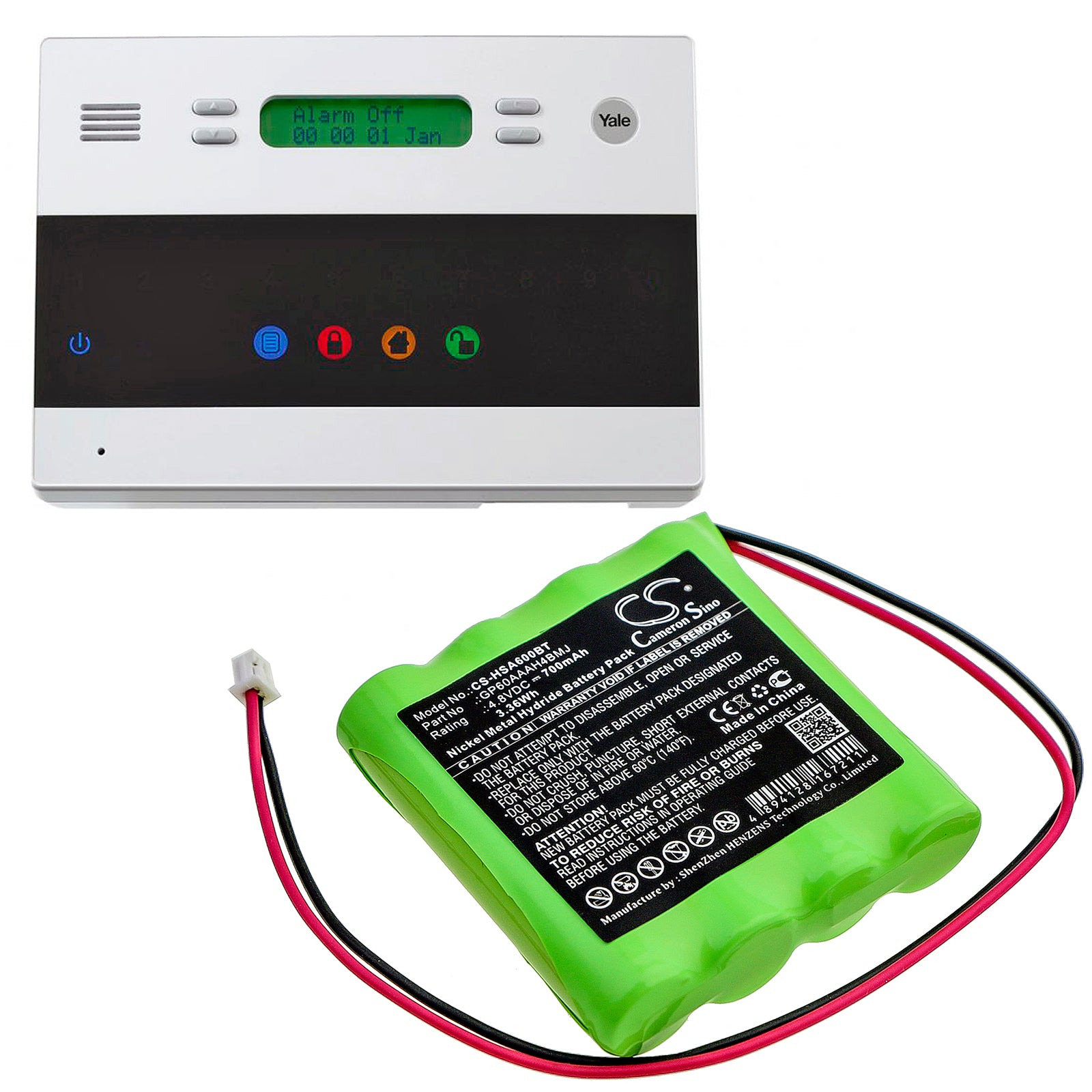 Ni-MH Battery fits Yale, Ef Panel Alarm Control Panel 4.8V, 700mAh Alarm System Cameron Sino Technology Limited
