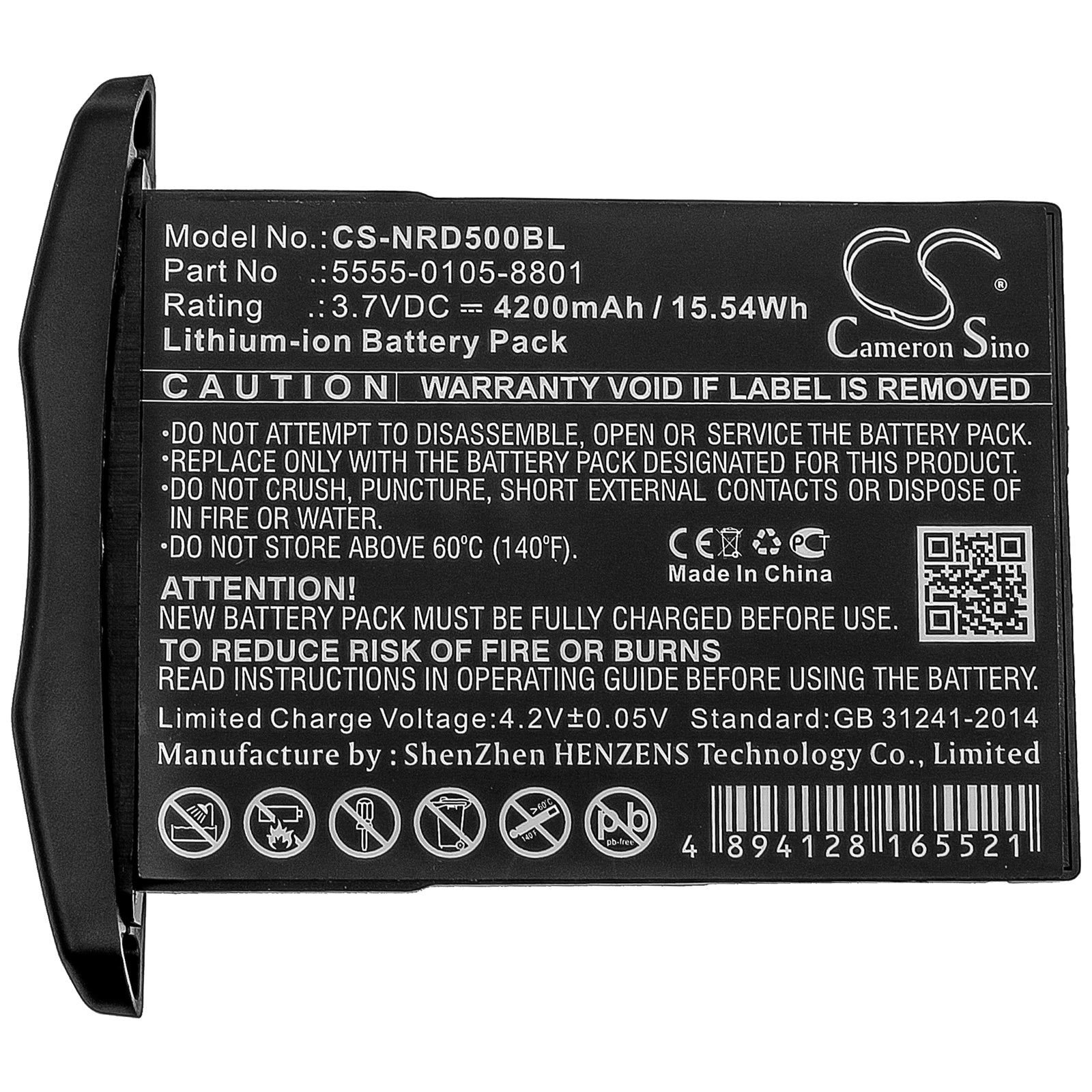 Li-ion Battery fits Ncr Orderman, Ncr Orderman 5 3.7V, 4200mAh Barcode Scanner Cameron Sino Technology Limited