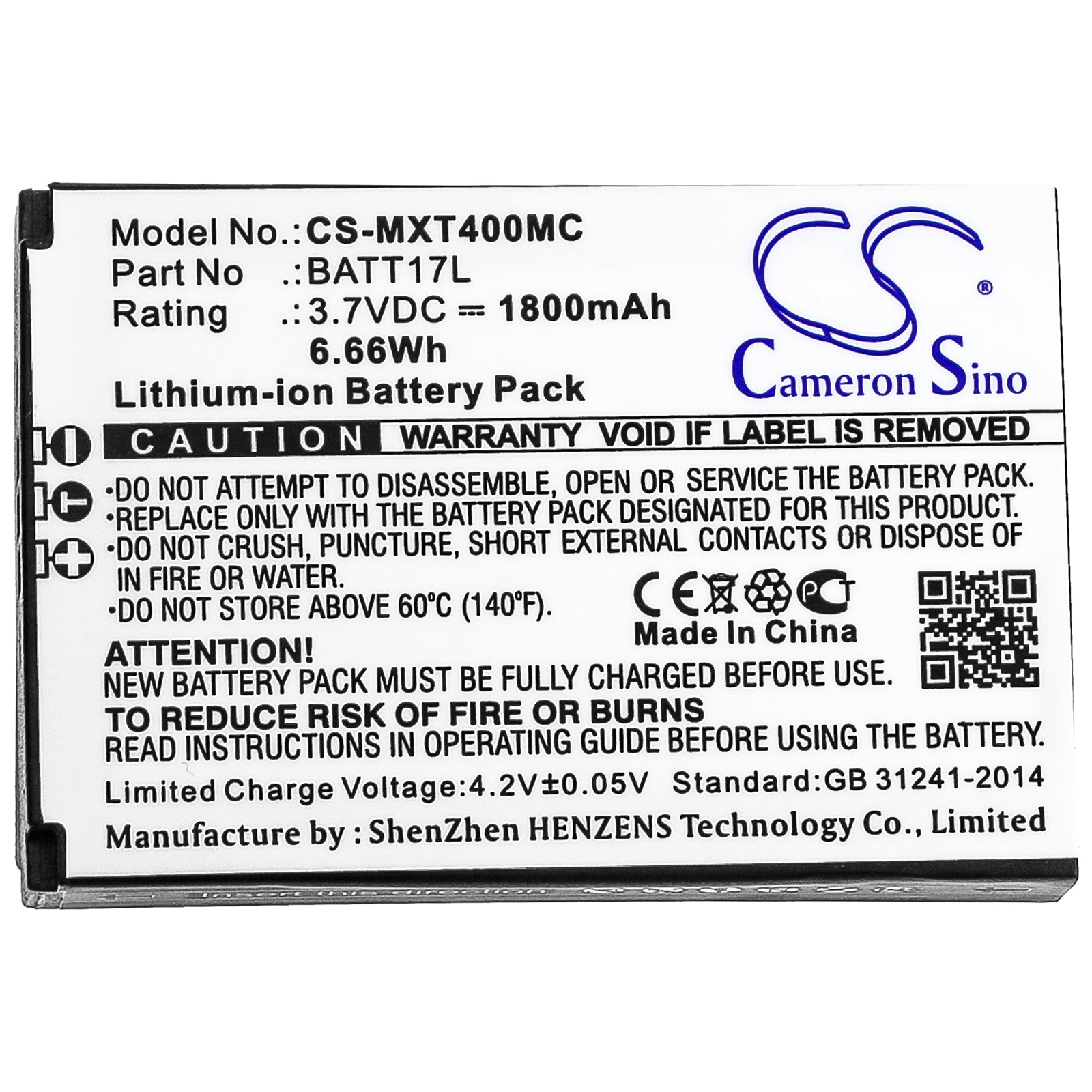 Li-ion Battery fits Midland, Xtc400, Xtc450 3.7V, 1800mAh Camera Cameron Sino Technology Limited