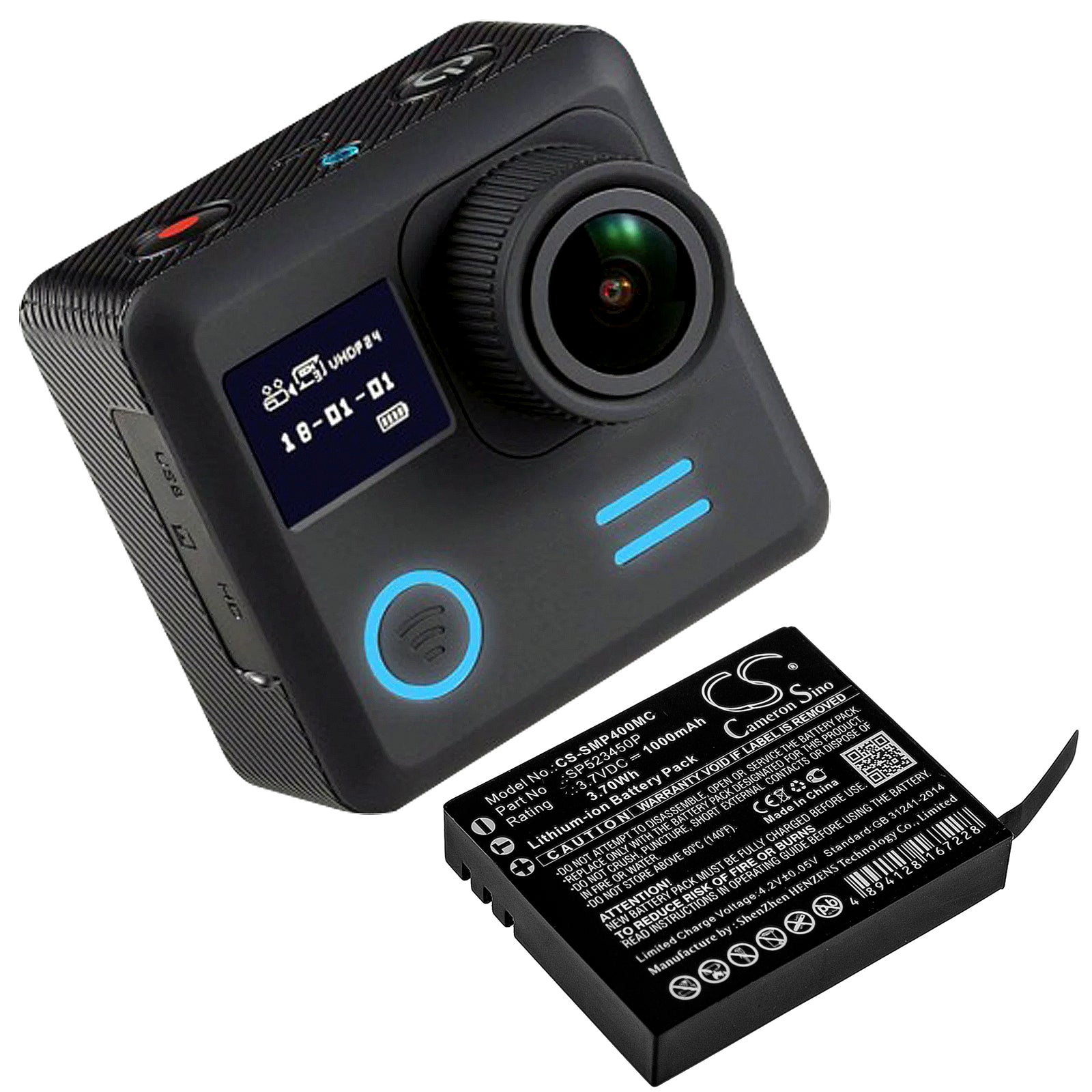 Li-ion Battery fits Supremo, 4k Plus 3.7V, 1000mAh Camera Cameron Sino Technology Limited
