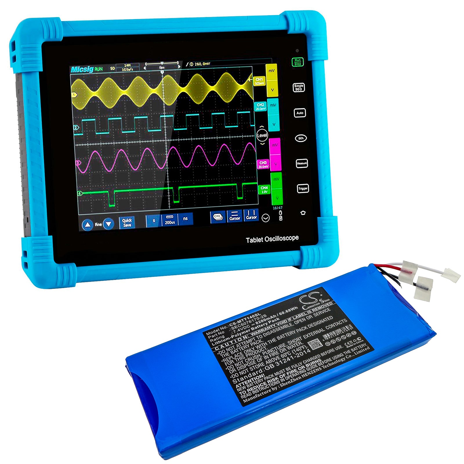 Li-Polymer Battery fits Micsig, Sto1000, To1000, To1104+ 7.4V, 8200mAh Equipment & Survey & Test Cameron Sino Technology Limited