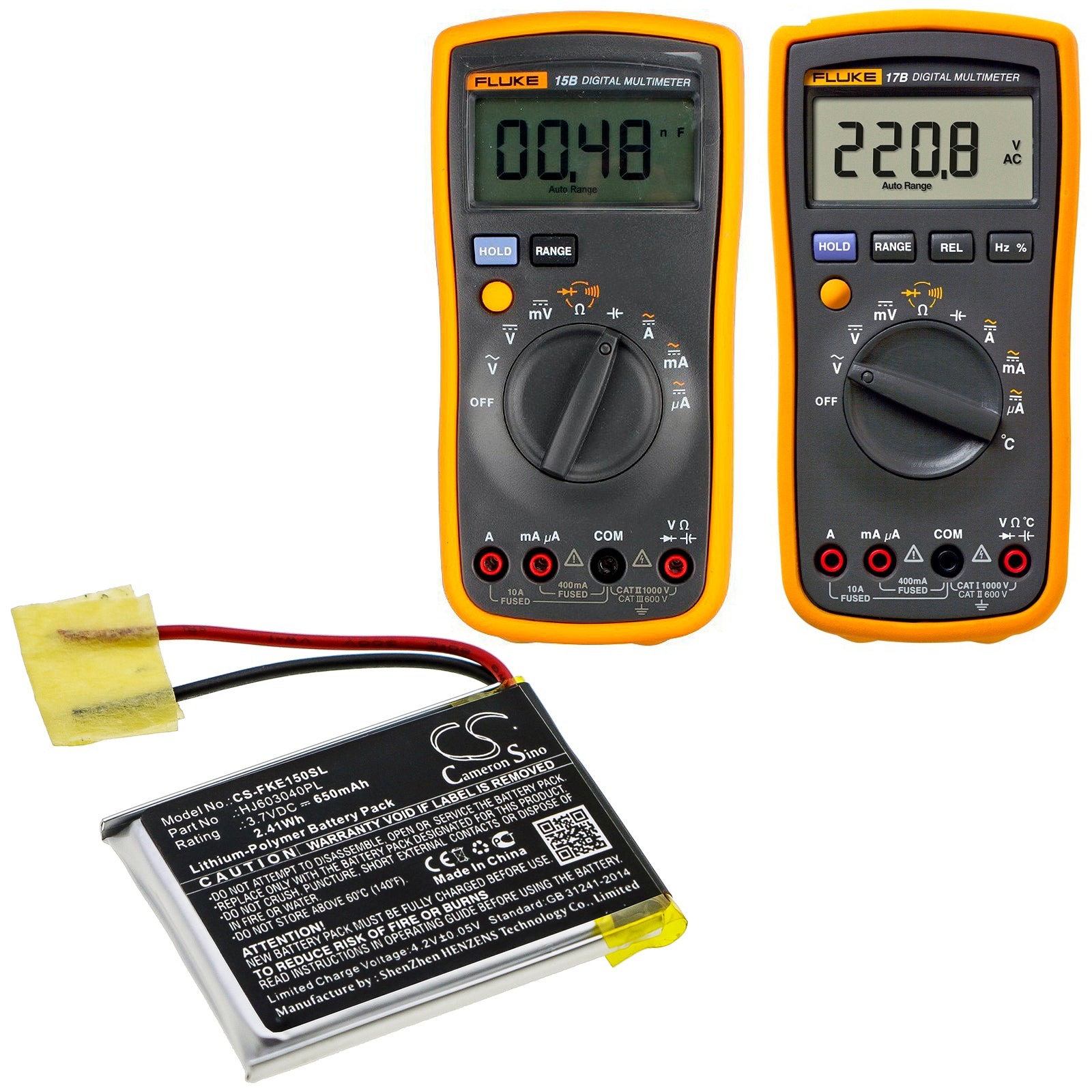 Li-Polymer Battery fits Fluke, 15b, 17b 3.7V, 650mAh Equipment & Survey & Test Cameron Sino Technology Limited