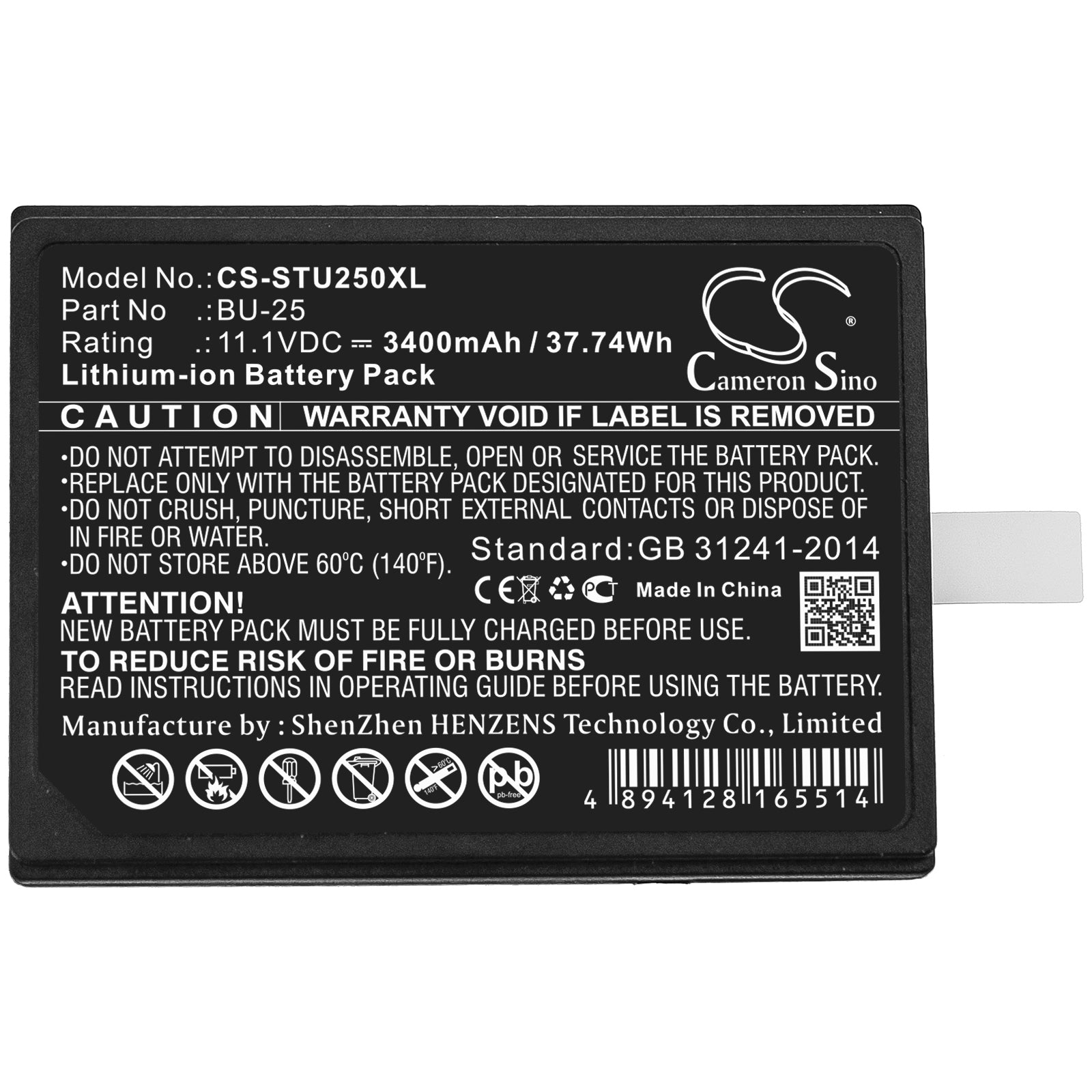 Li-ion Battery fits Sumitomo, Fusion Splicers Bu25, Type-25, Type-25e 11.1V, 3400mAh Equipment & Survey & Test Cameron Sino Technology Limited