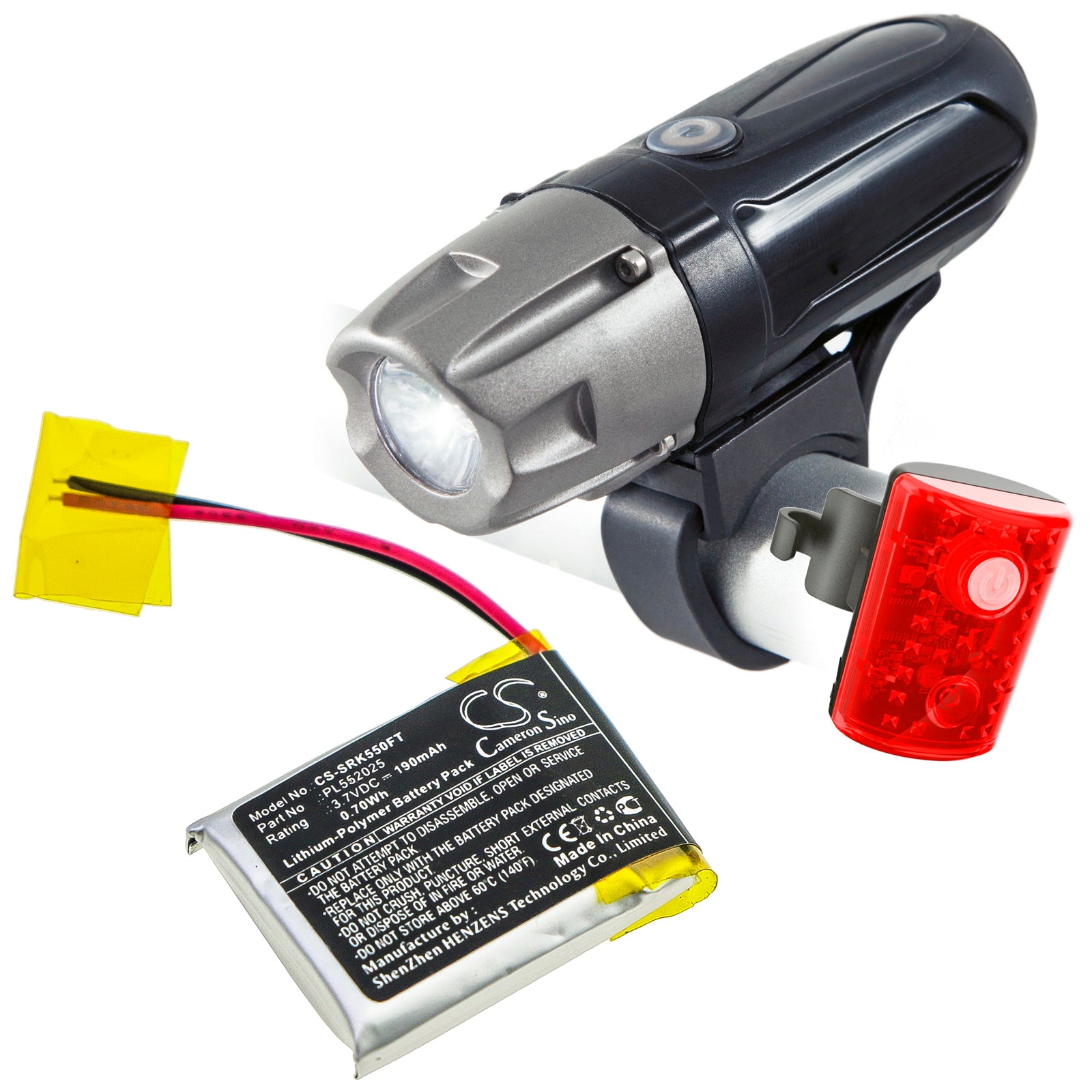 Li-Polymer Battery fits Shark, 550r 3.7V, 190mAh Flashlight Cameron Sino Technology Limited