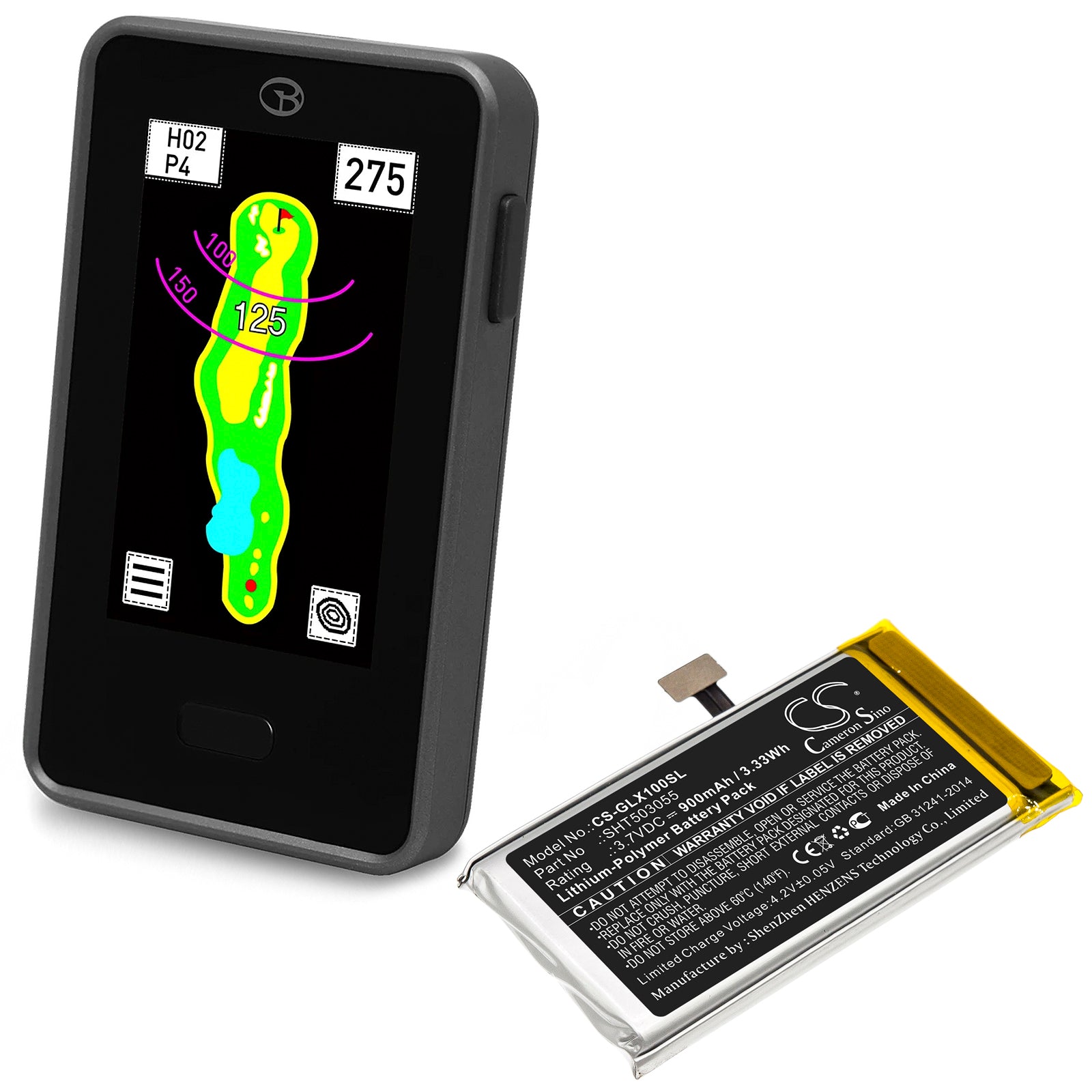 Li-Polymer Battery fits Golf Buddy, Dsc-vtx-100, Vtx 3.7V, 900mAh GPS & Navigator Cameron Sino Technology Limited