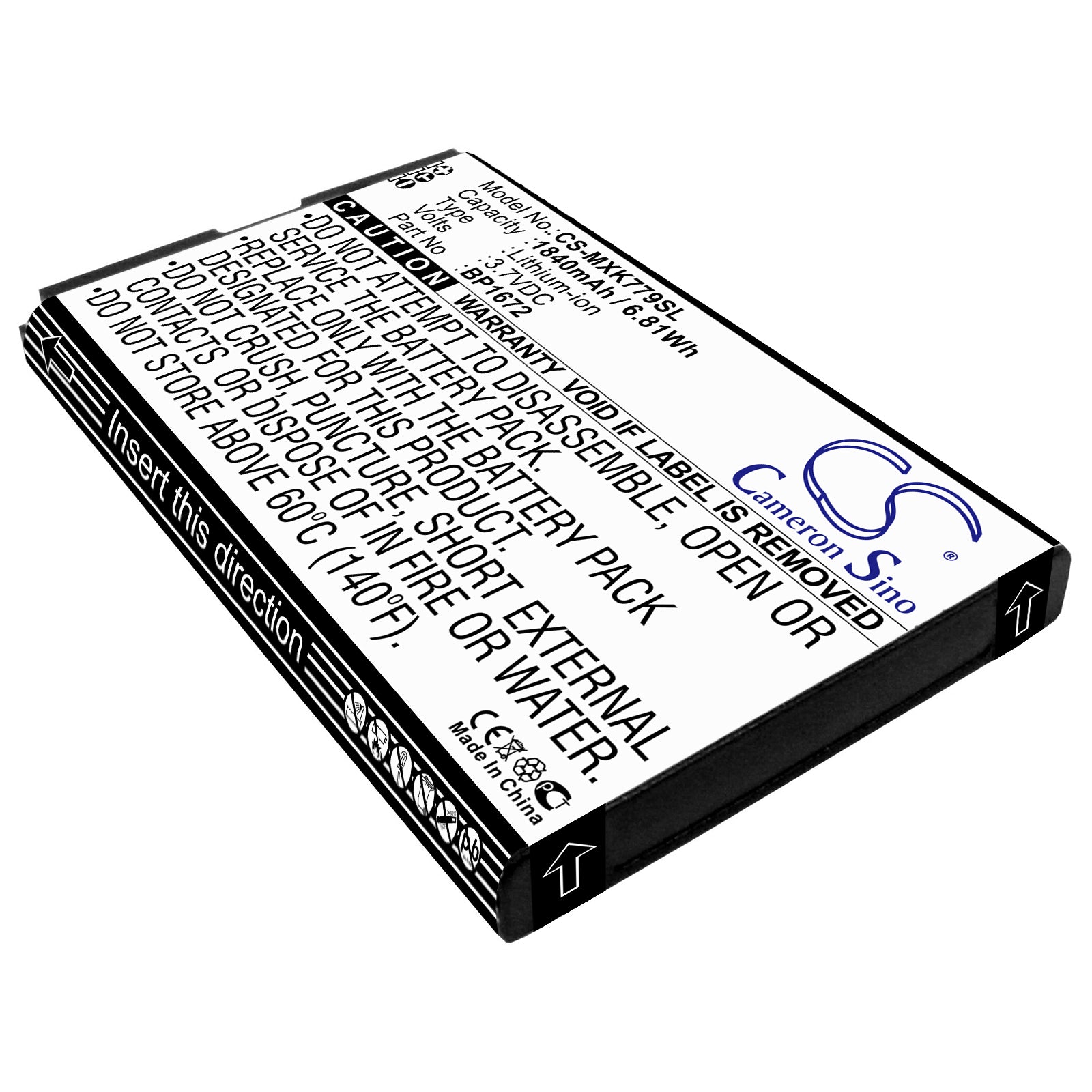 Li-ion Battery fits Moxee, K779, K779hsdg_p 3.7V, 1840mAh Hotspot Cameron Sino Technology Limited