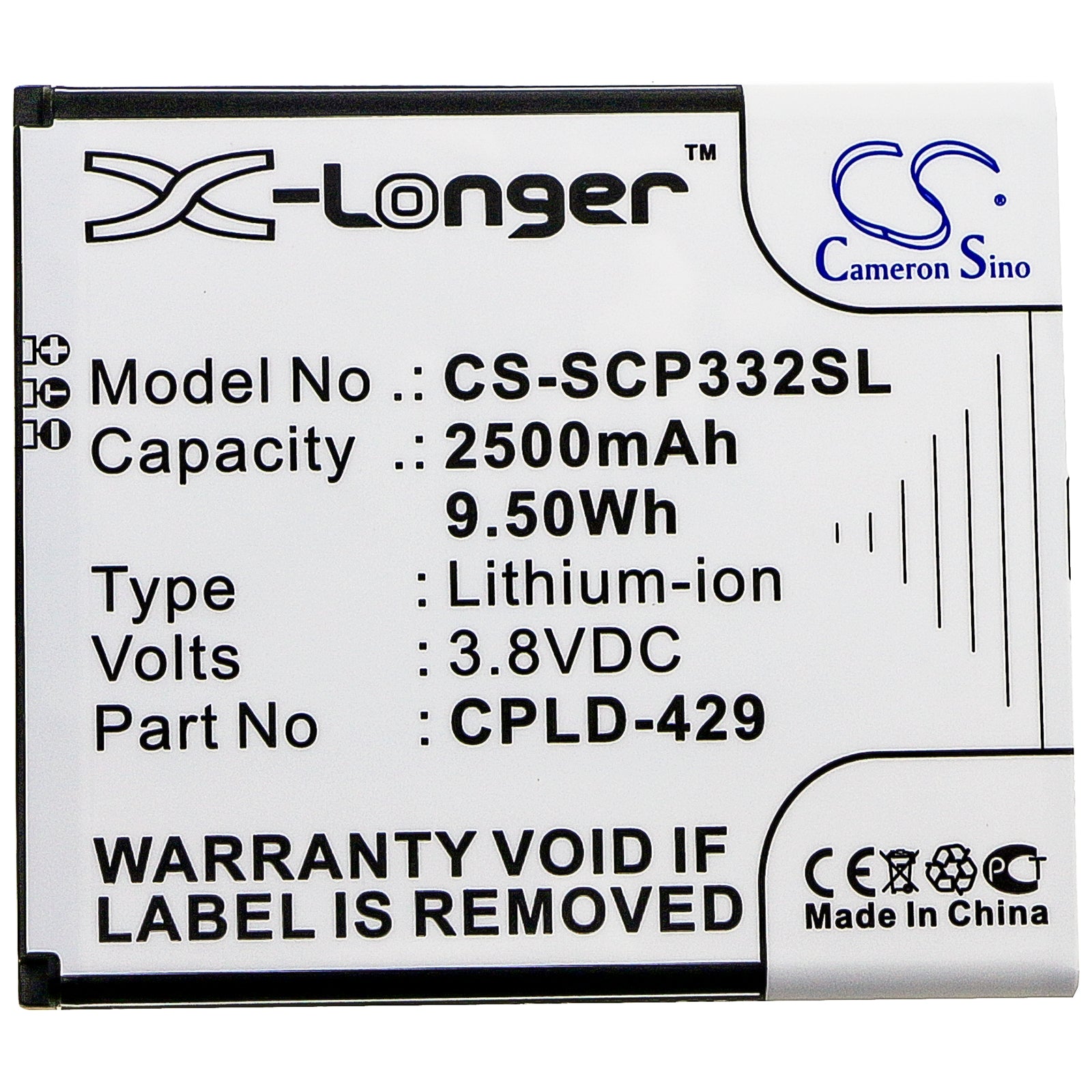 Li-ion Battery fits Sprint, Cp332a, Surf Wifi Hotspot 4g 3.8V, 2500mAh Hotspot Cameron Sino Technology Limited