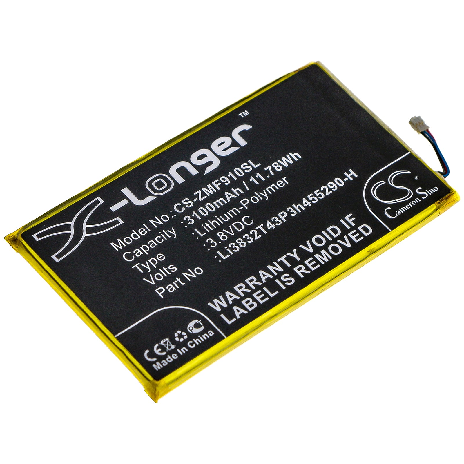 Li-Polymer Battery fits Zte, Mf900 3.8V, 3100mAh Hotspot Cameron Sino Technology Limited