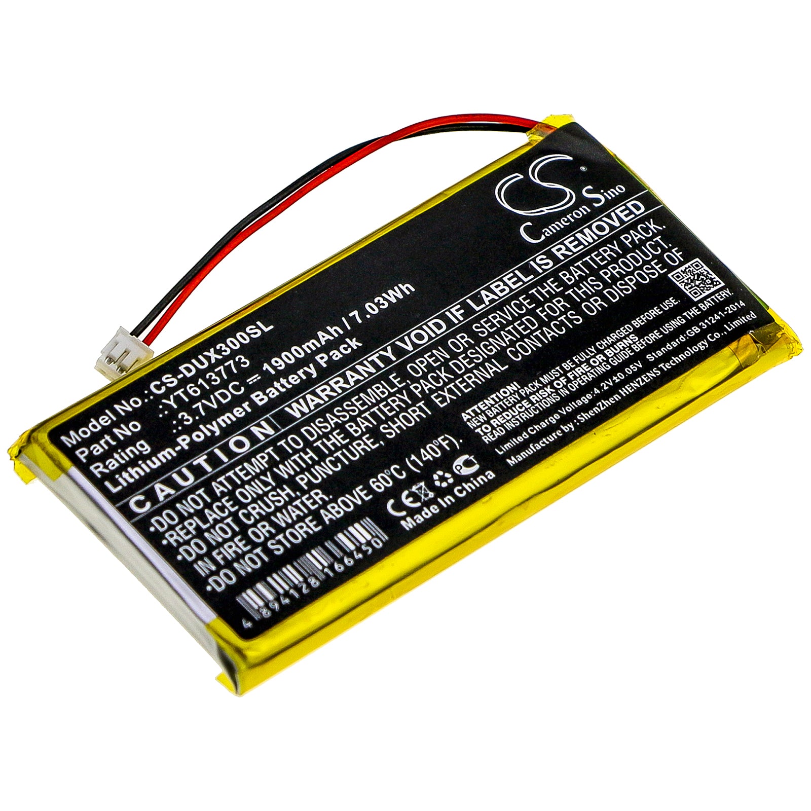 Li-Polymer Battery fits Xduoo, X3 3.7V, 1900mAh Media Player Cameron Sino Technology Limited
