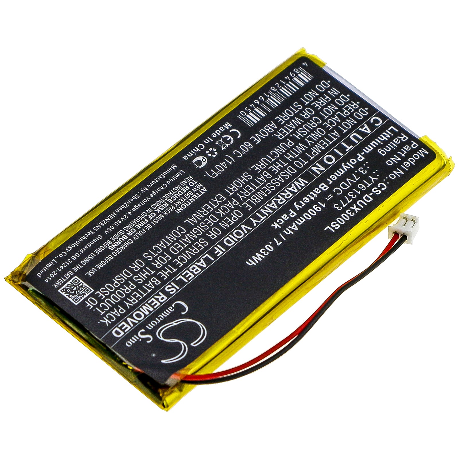 Li-Polymer Battery fits Xduoo, X3 3.7V, 1900mAh Media Player Cameron Sino Technology Limited