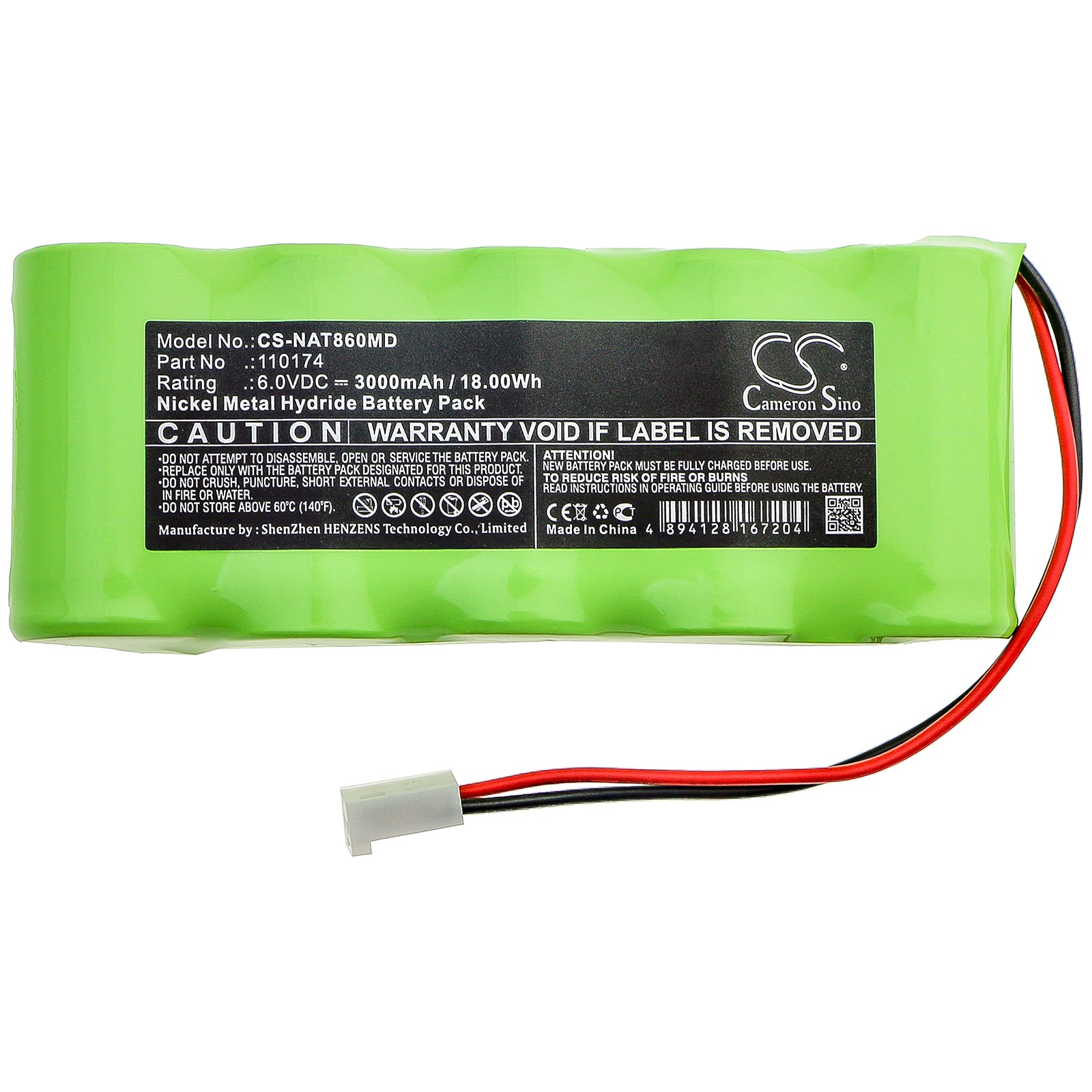 Ni-MH Battery fits Nonin, Pulsoximter 8600, Pulsoximter 8604, Pulsoximter 8700 6.0V, 3000mAh Medical Cameron Sino Technology Limited