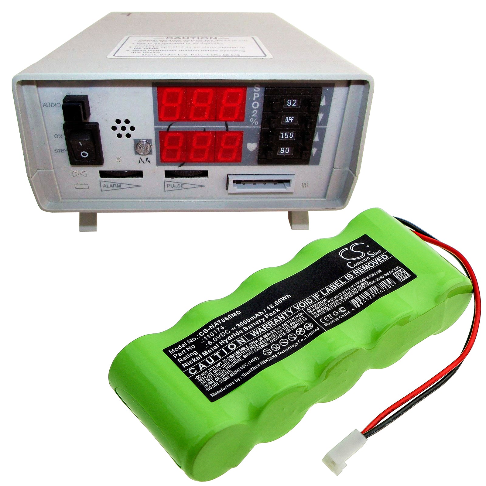 Ni-MH Battery fits Nonin, Pulsoximter 8600, Pulsoximter 8604, Pulsoximter 8700 6.0V, 3000mAh Medical Cameron Sino Technology Limited