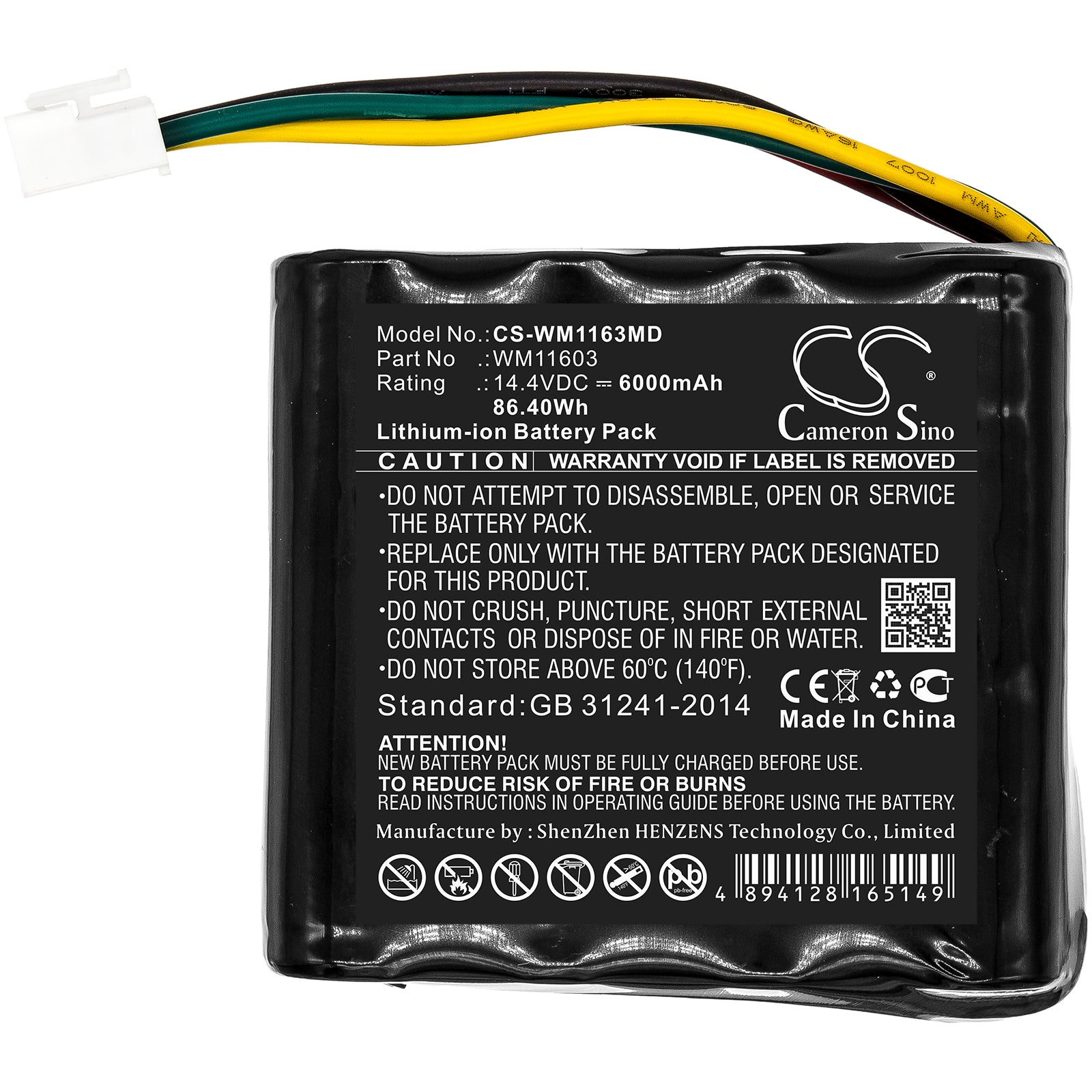 Li-ion Battery fits Weinmann, Accuvac Pro 14.4V, 6000mAh Medical Cameron Sino Technology Limited