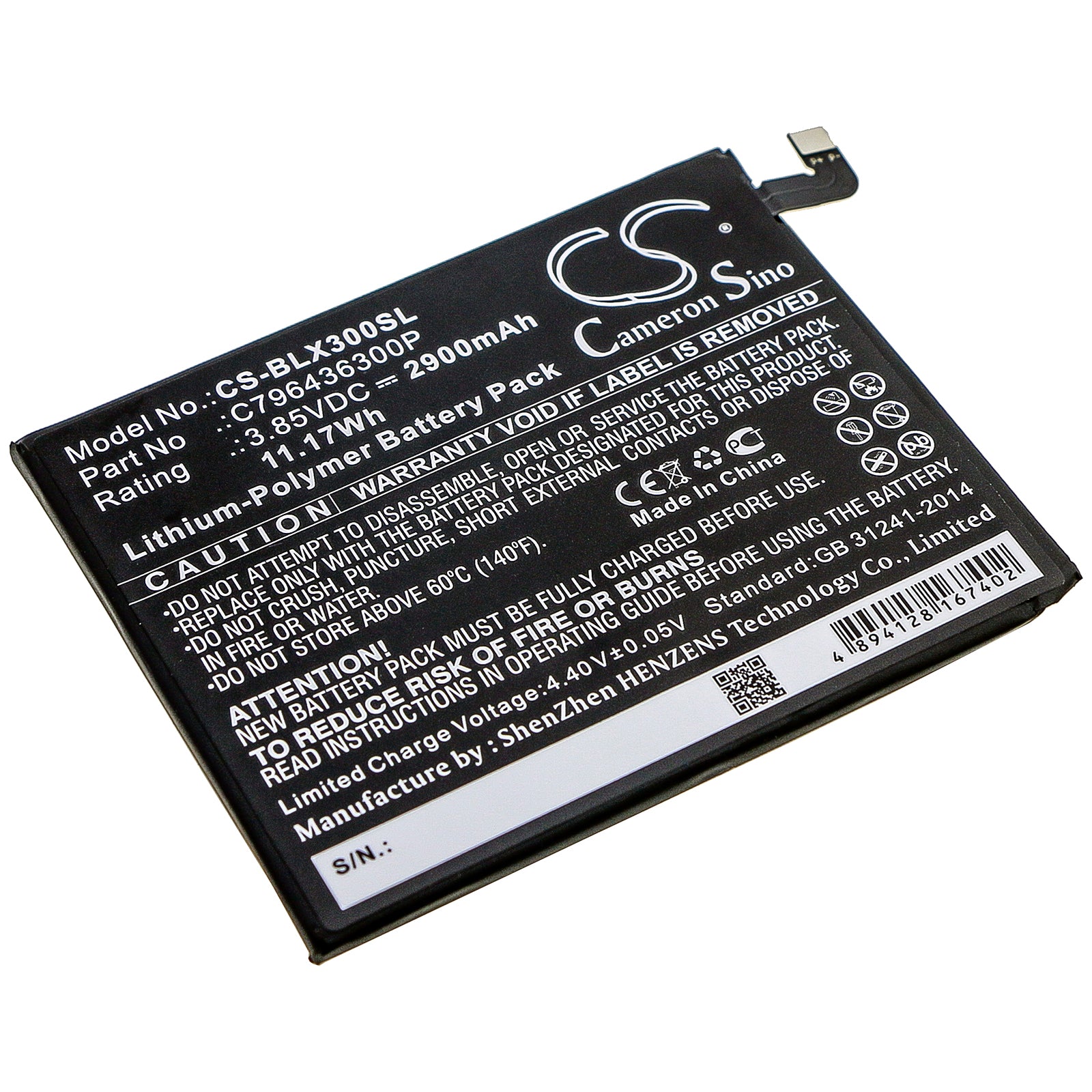 Li-Polymer Battery fits Blu, V0210ww, Vivo Xl3 Plus 3.85V, 2900mAh Mobile & SmartPhone Cameron Sino Technology Limited