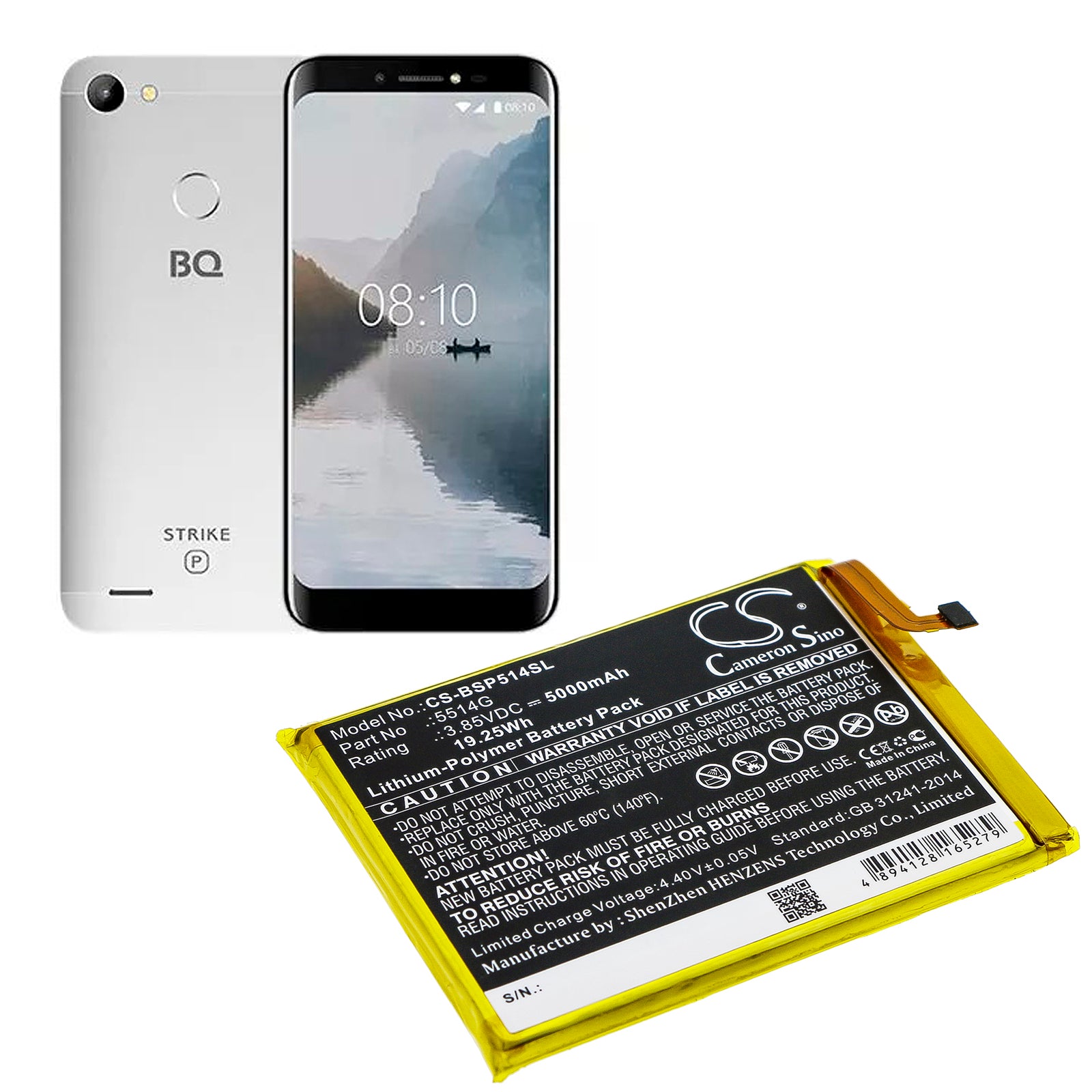 Li-Polymer Battery fits Bq, Strike Power 3.85V, 5000mAh Mobile & SmartPhone Cameron Sino Technology Limited